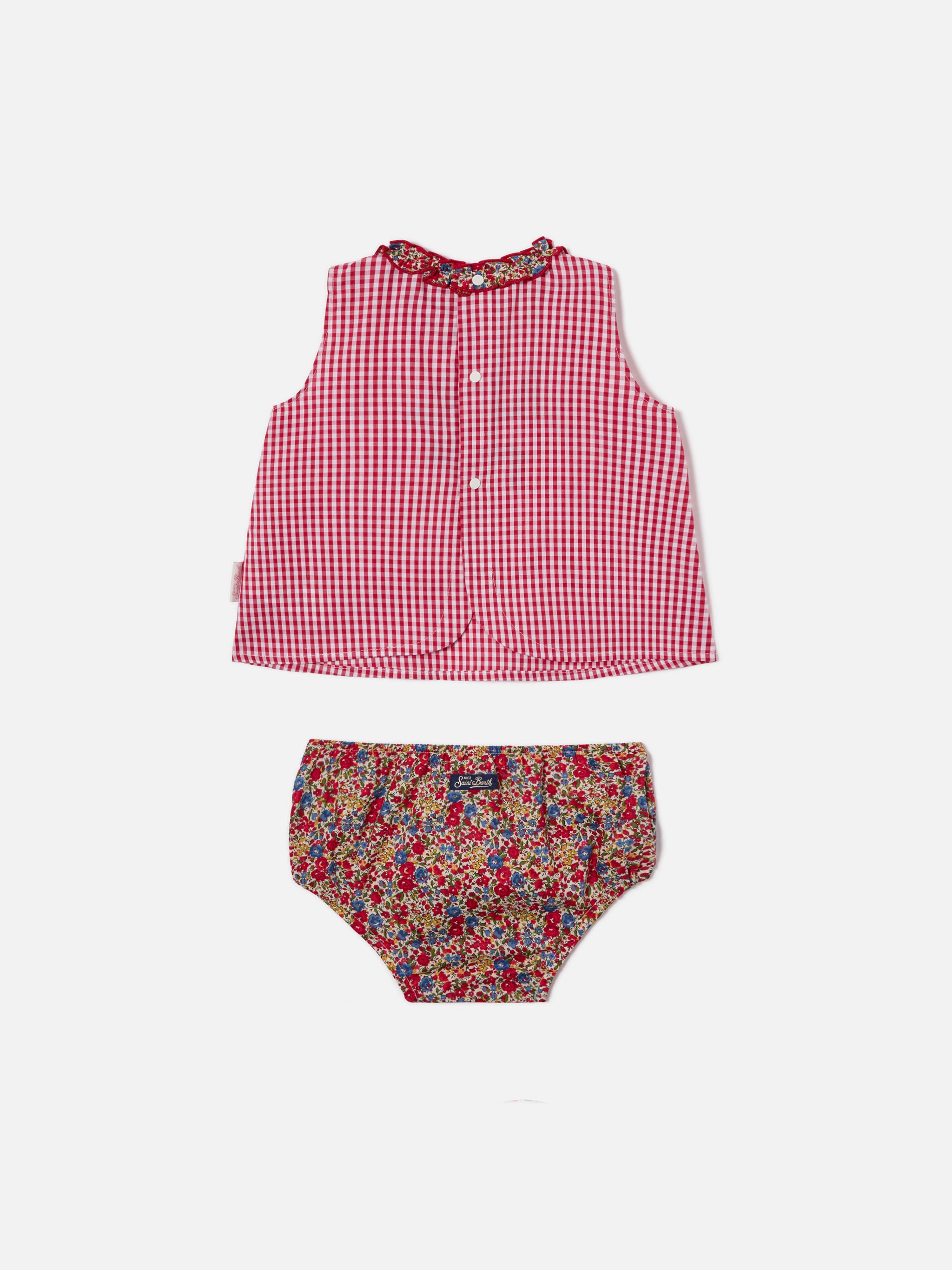 mc2-saint-barth-abbie-set-neonata-scamiciato-copripannolino-rosso-liberty image 3