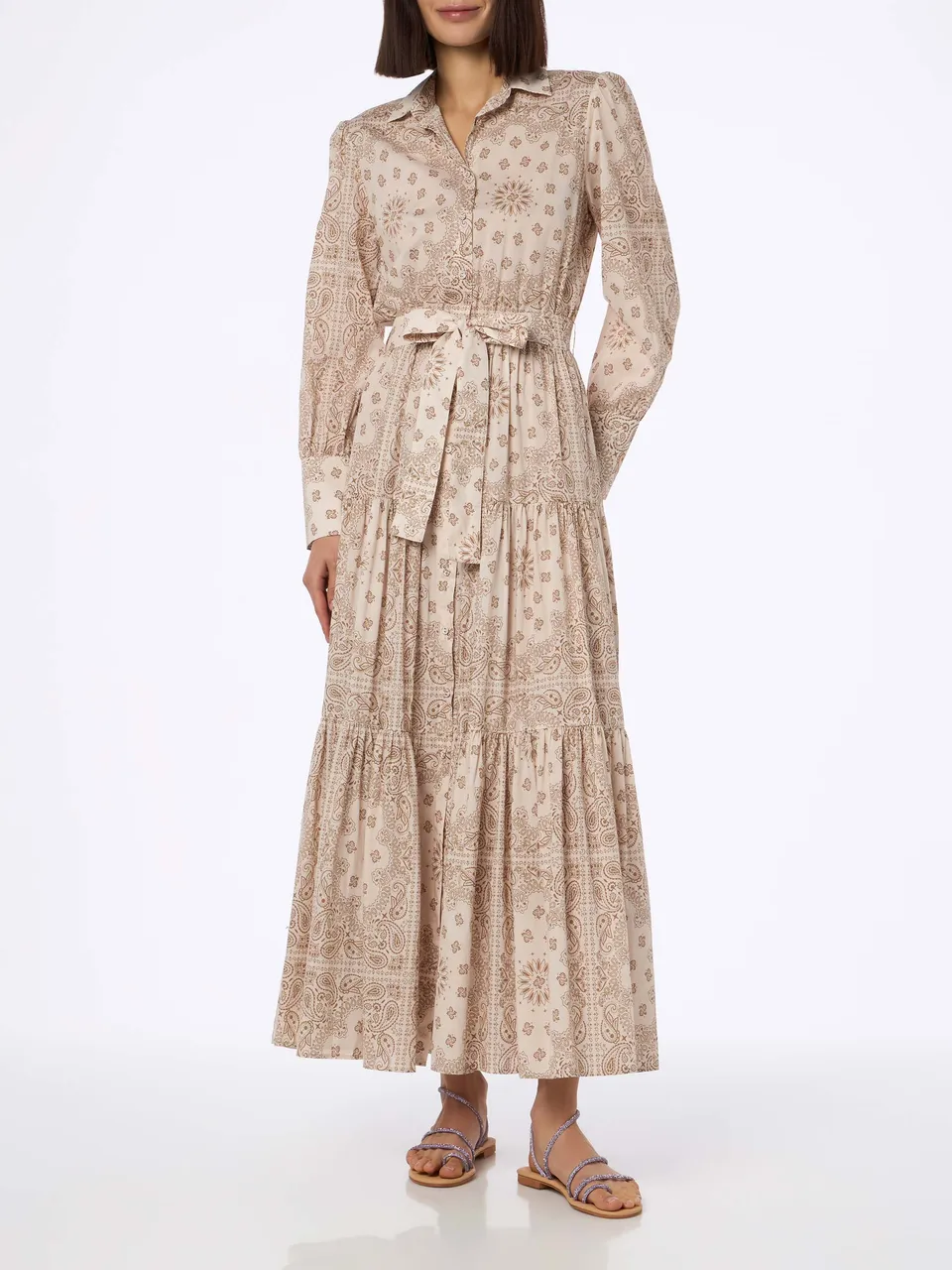 mc2-saint-barth-jensen-abito-lungo-donna-in-cotone-beige-fantasia-bandana image 1