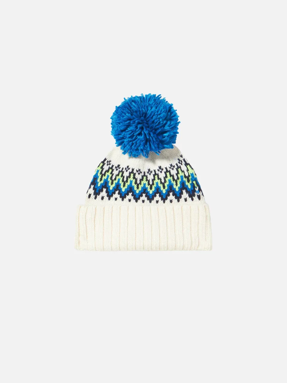 mc2-saint-barth-berretto-bambino-jacquard-islandese-bianco-pompon-blu image 1