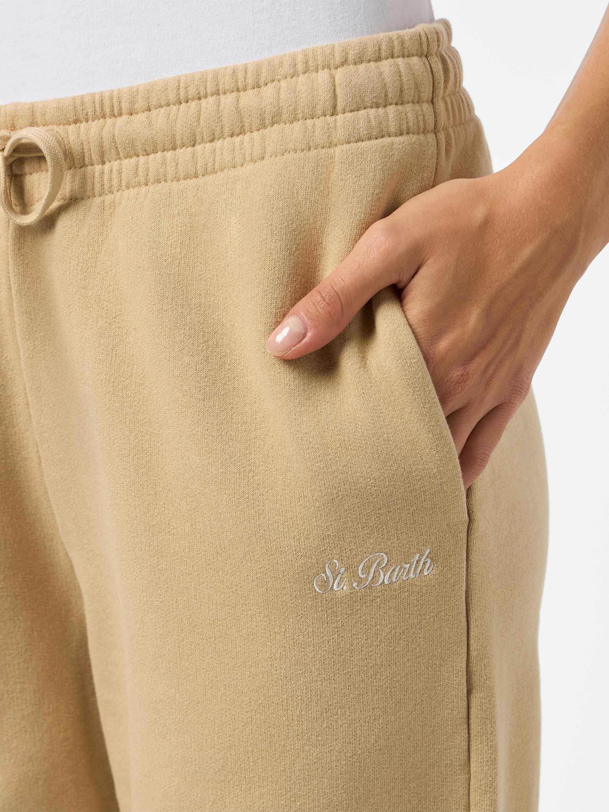 mc2-saint-barth-odalys-pantaloni-jogger-in-felpa-di-cotone-beige-donna image 5