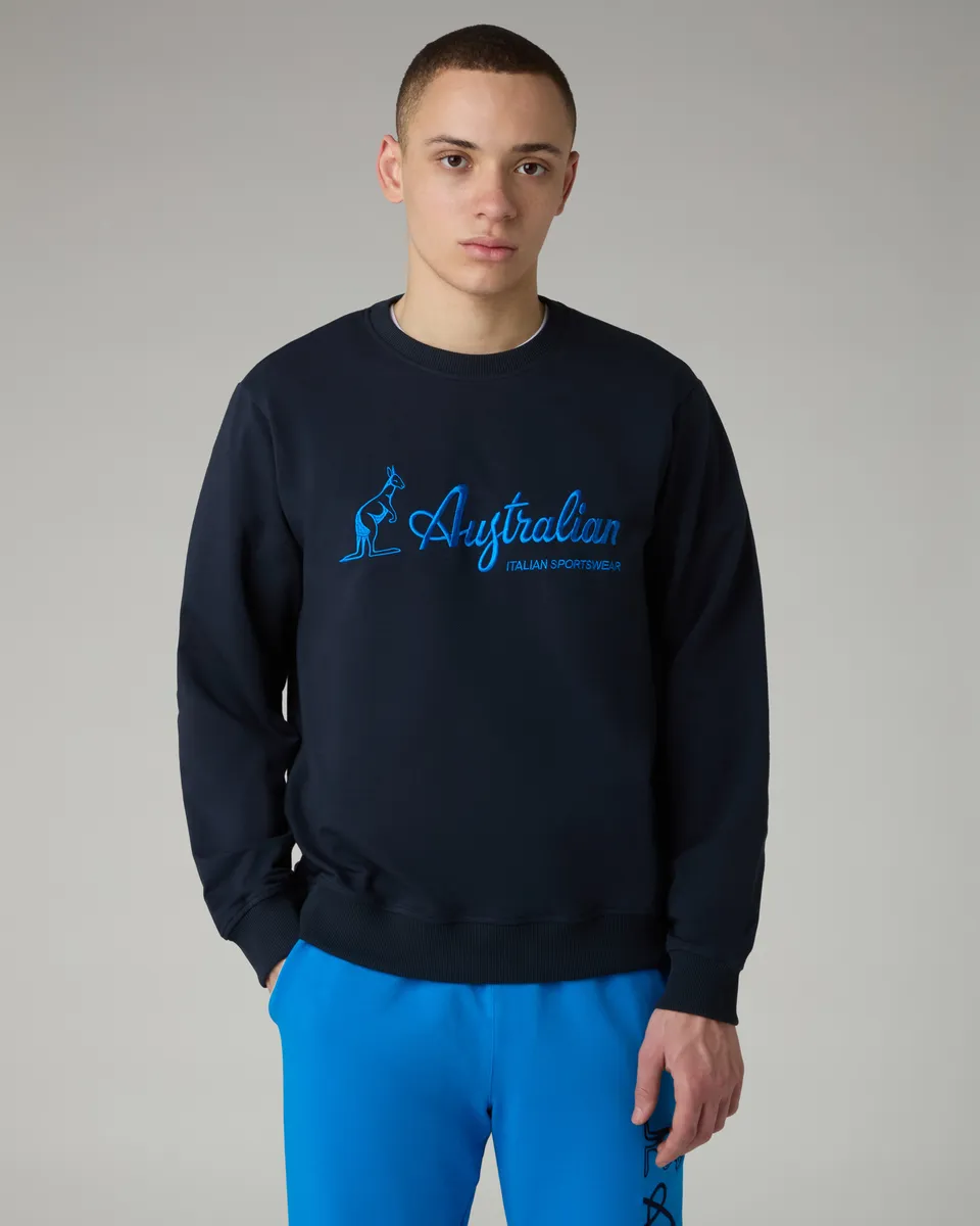 australian-statement-logo-crewneck-felpa-blu-navy image 1
