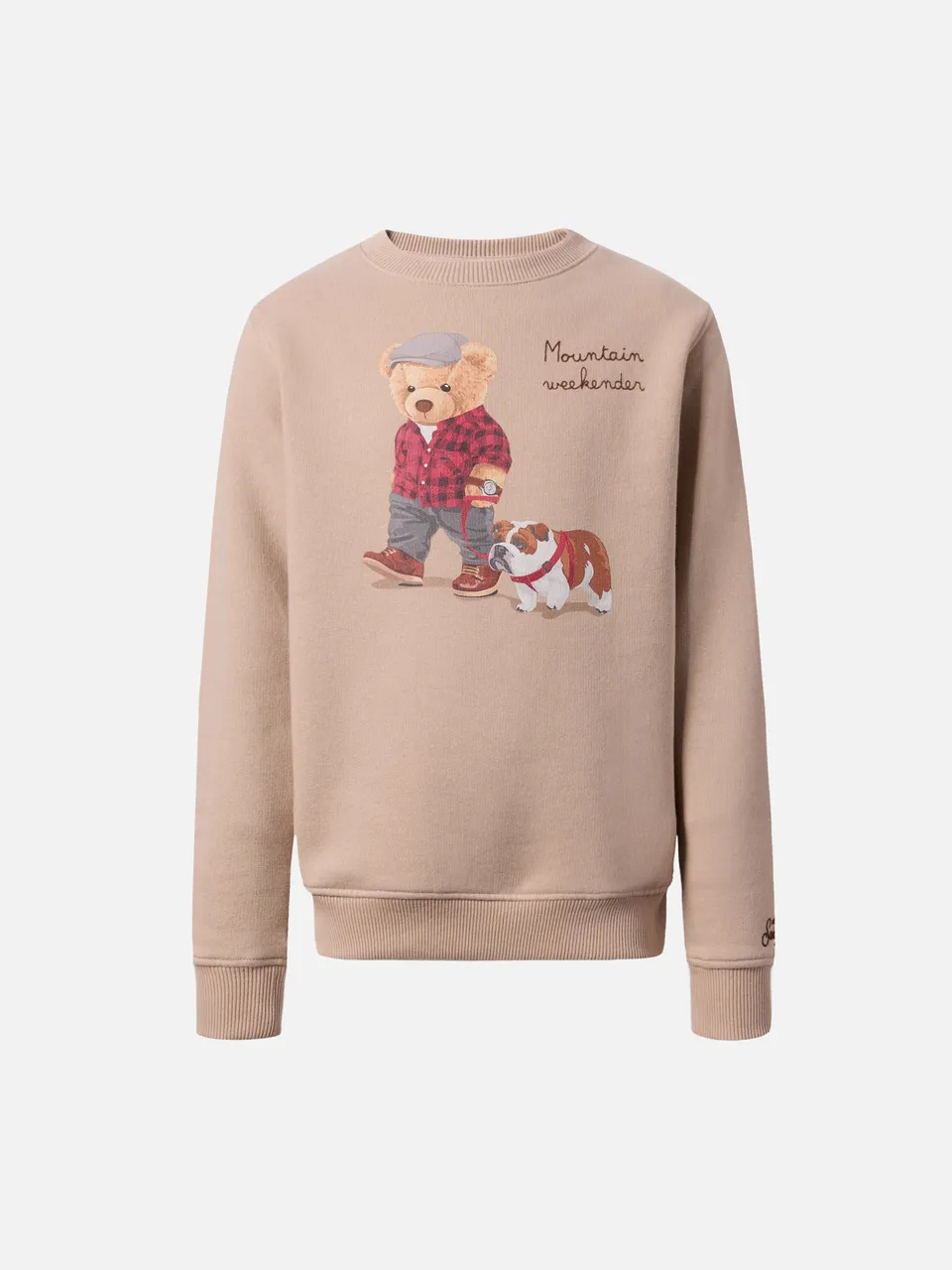 mc2-saint-barth-felpa-girocollo-hutton-beige-con-stampa-orsetto-per-bambino image 1