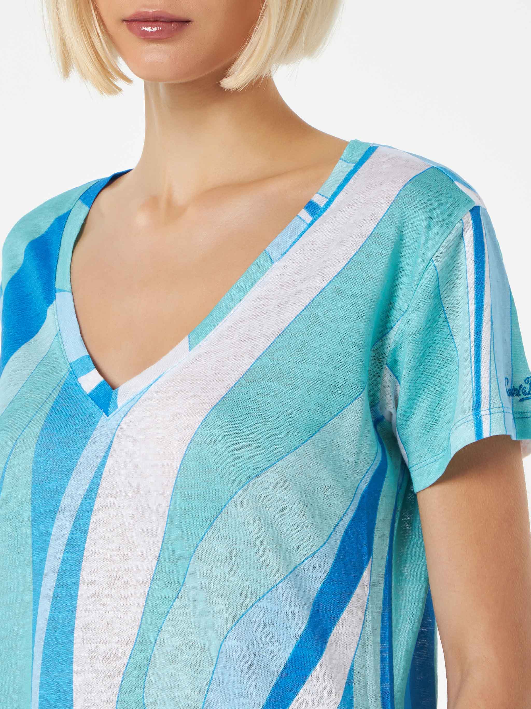 mc2-saint-barth-t-shirt-eloise-in-lino-onde-multicolor-blu image 2