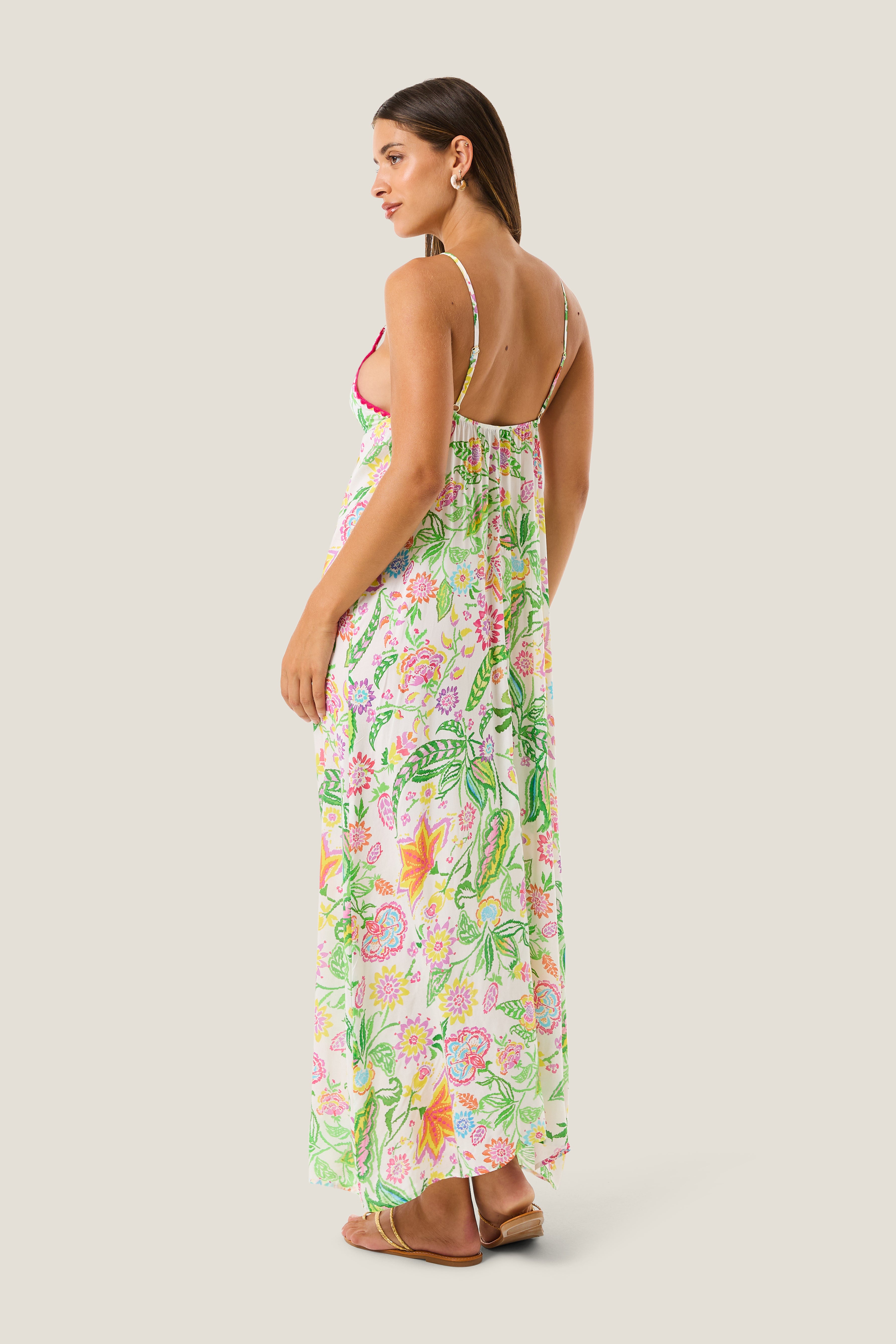 4giveness-vestito-lungo-morbido-flowers-colors-abito-lungo-donna-floreale image 2