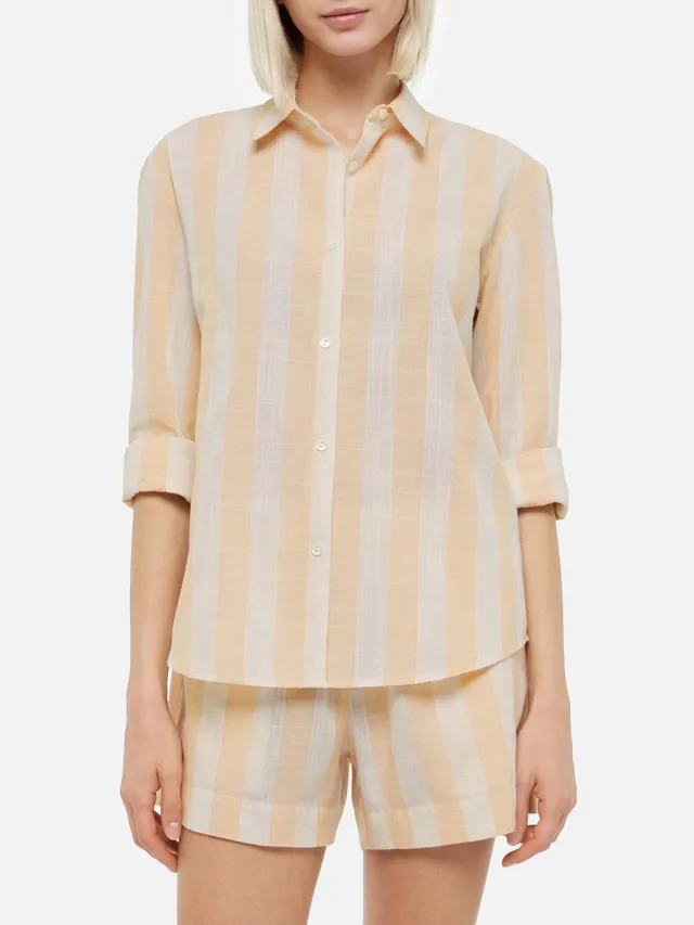 mc2-saint-barth-camicia-donna-meredith-classica-a-righe-beige image 1
