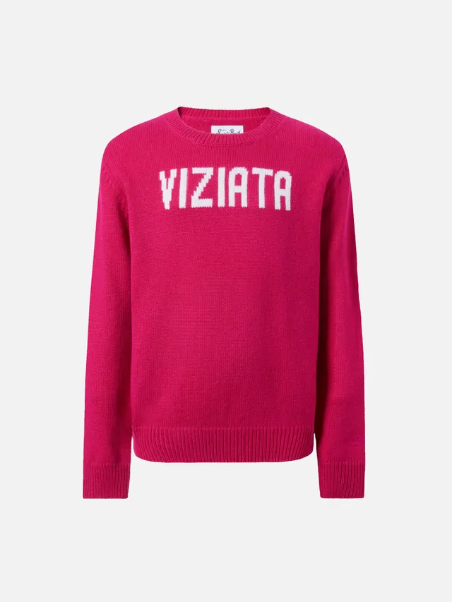 mc2-saint-barth-princess-maglione-girocollo-bambina-in-misto-cashmere-fucsia-con image 1