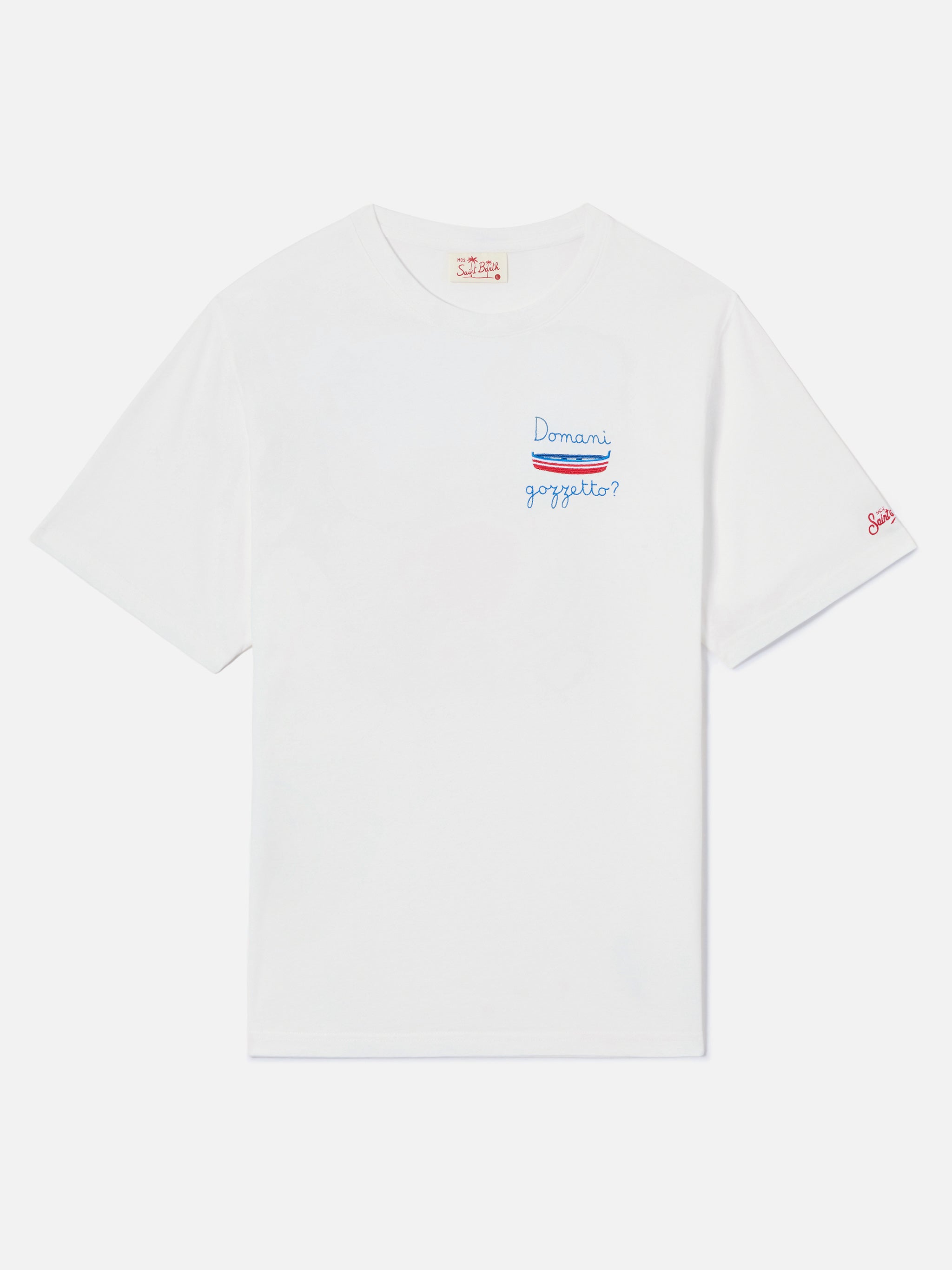 t-shirt-mc2-saint-barth-portofino-ricamo-domani-gozzetto-in-cotone-bianco image 5