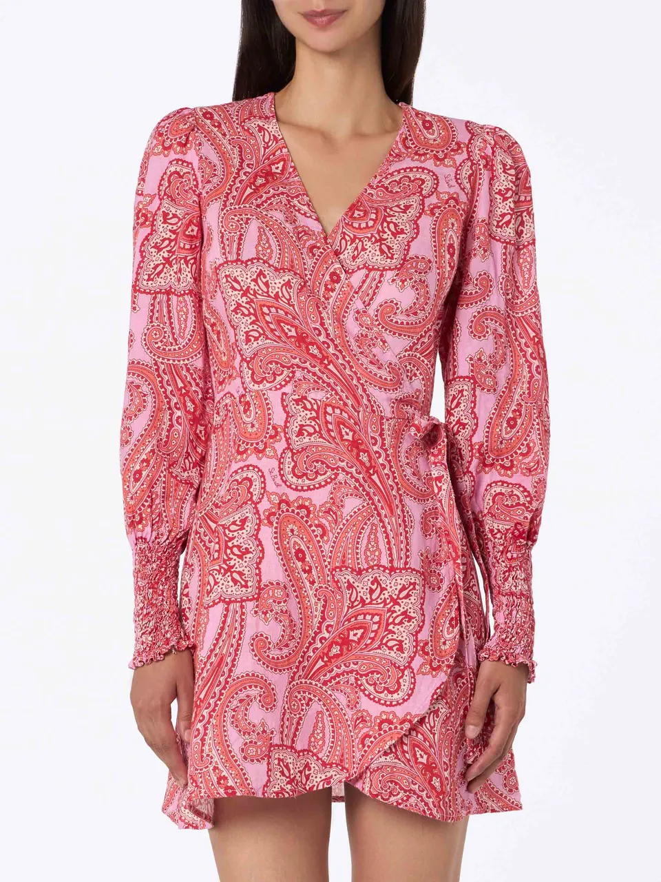 mc2-saint-barth-abito-brilly-donna-corto-avvolgente-in-lino-rosa-con-stampa-pais image 1