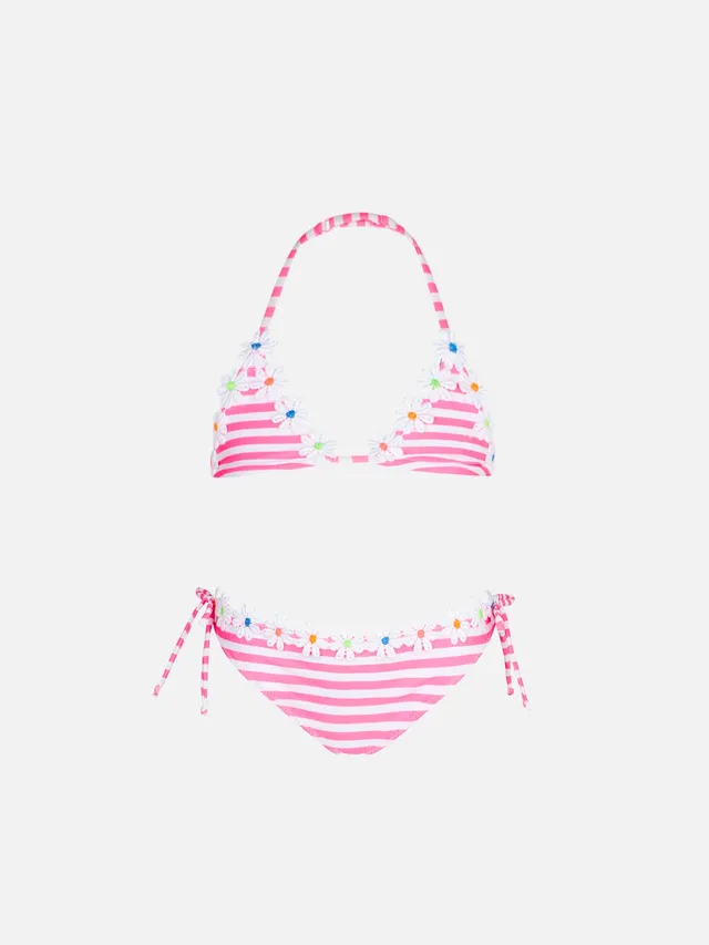 mc2-saint-barth-bikini-da-bambina-a-triangolo-con-righe-rosa-fluo-bf25 image 1