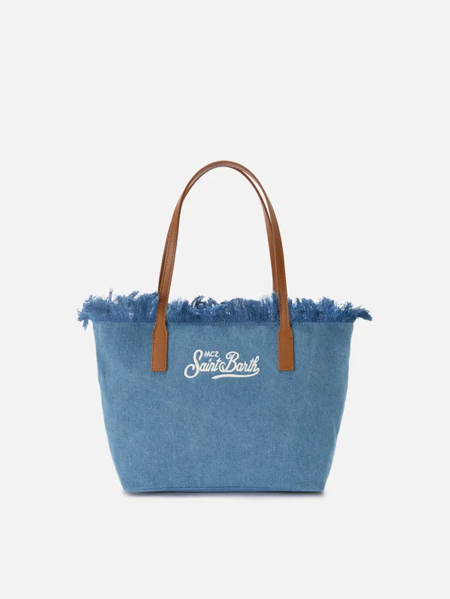 mc2-saint-barth-city-borsa-shopper-medium-denim-con-frange-blu image 1