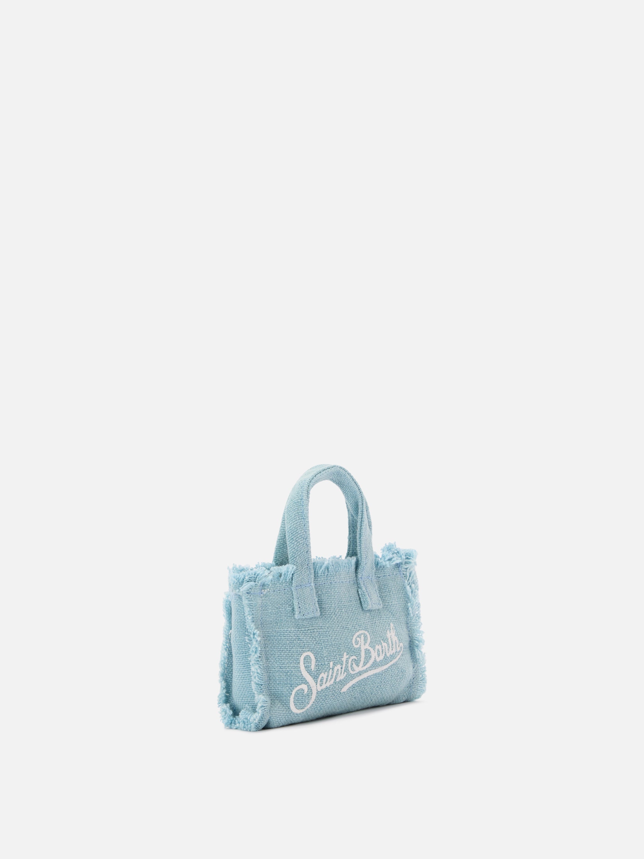 mc2-saint-barth-keychain-mini-borsa-lino-azzurro-logo-stampato image 2