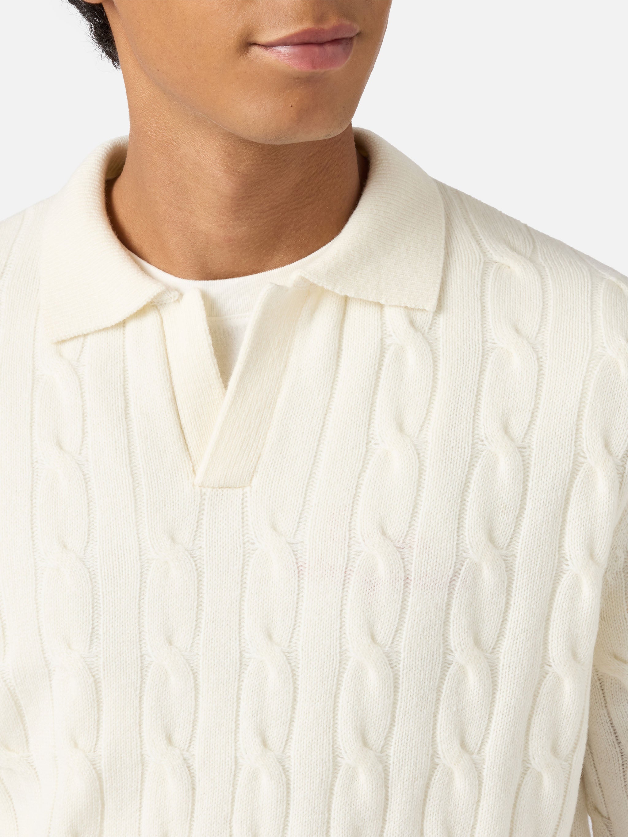 polo-in-maglia-mc2-saint-barth-downing-in-lana-merino-bianco image 2