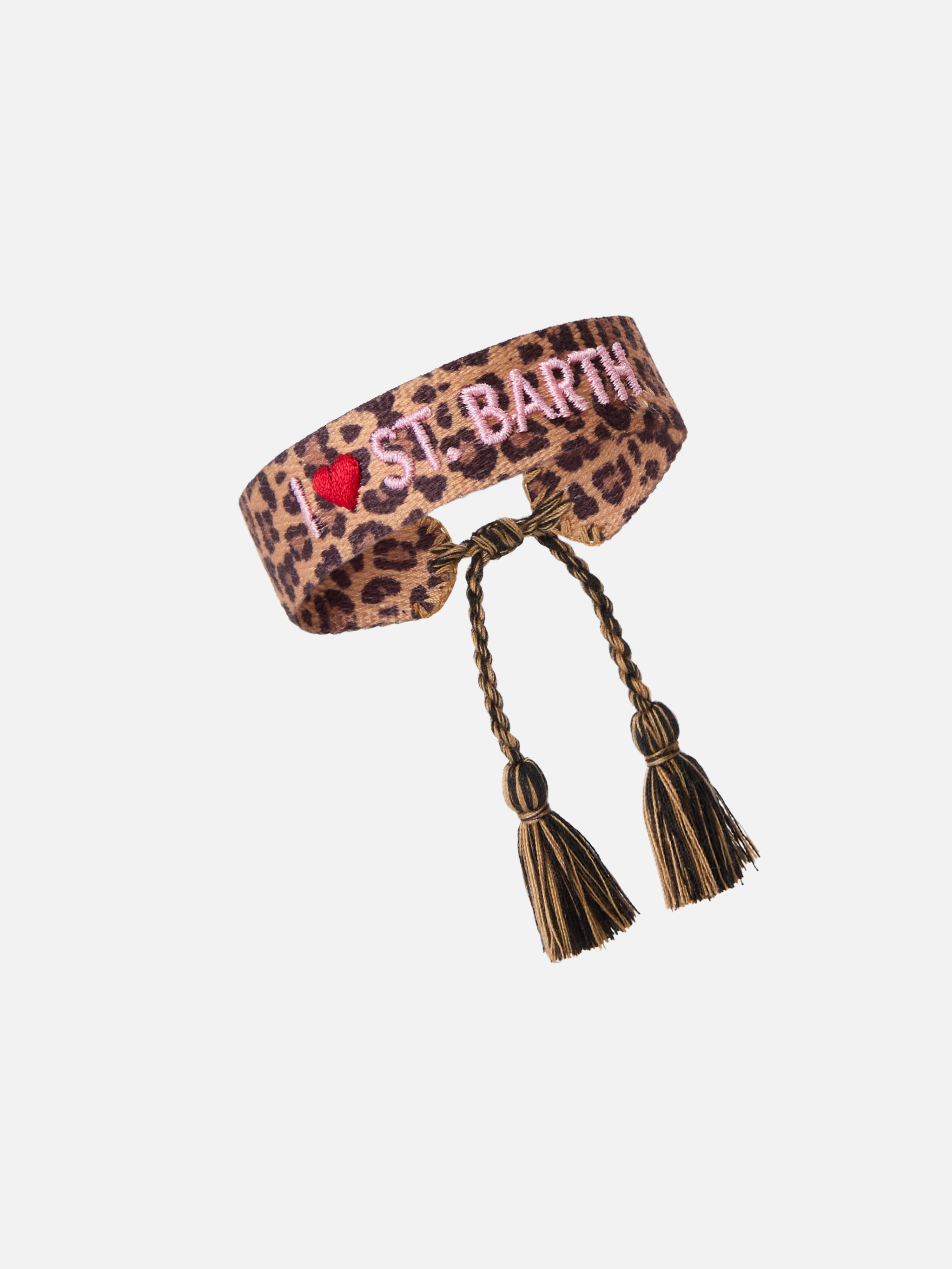 mc2-saint-barth-bracciale-tessuto-leopardato-marrone-con-ricamo image 2