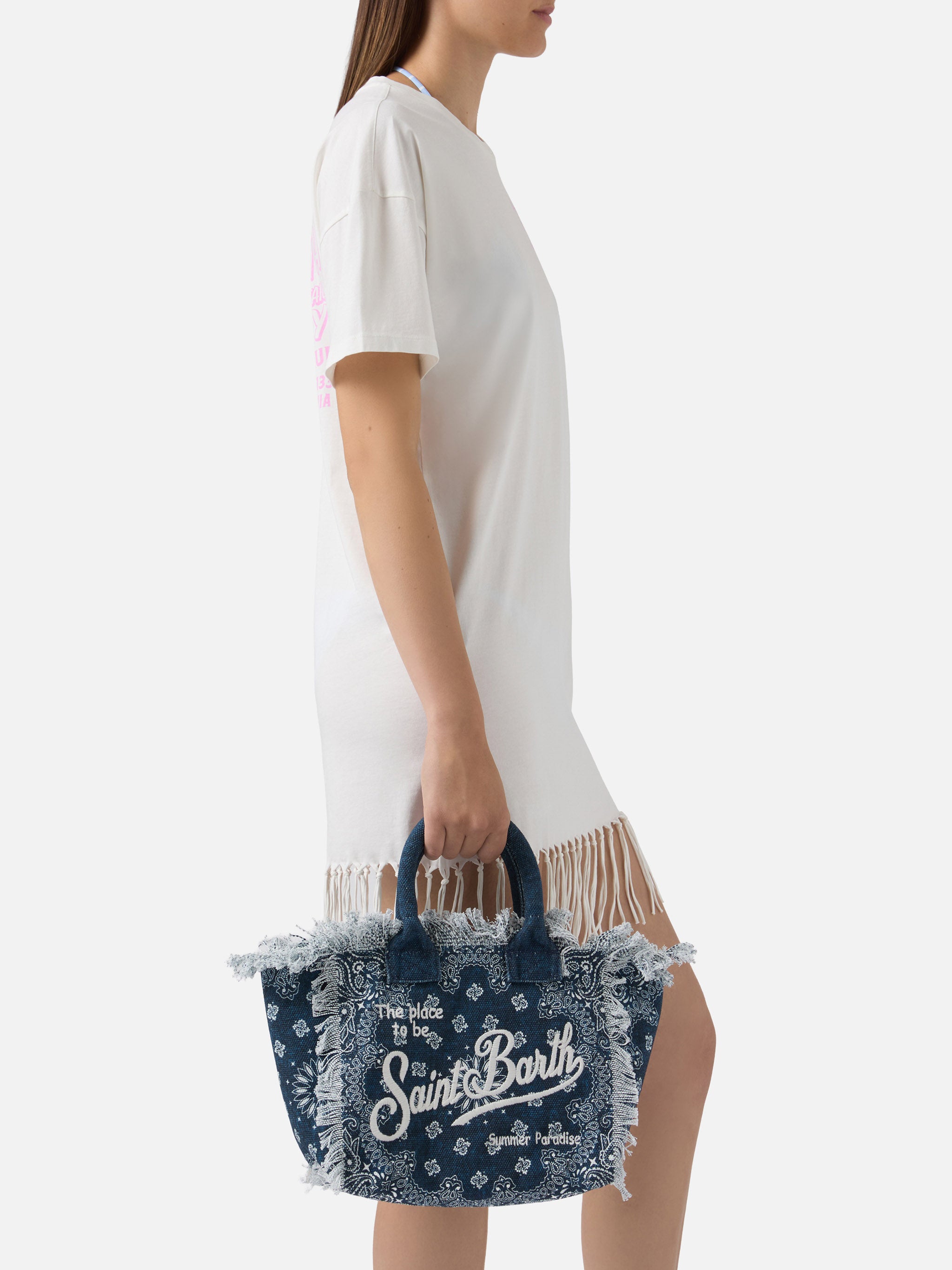mc2-saint-barth-borsa-colette-canvas-azzurro-stampa-bandana-con-frange image 2