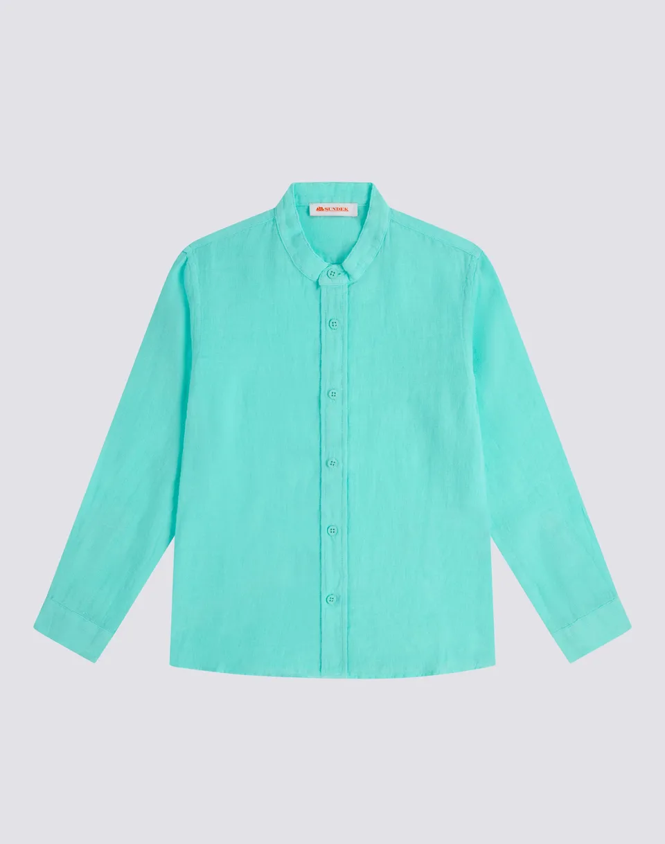 sundek-b821shli5tc-camicia-bambino-in-lino-con-colletto-alla-coreana image 1
