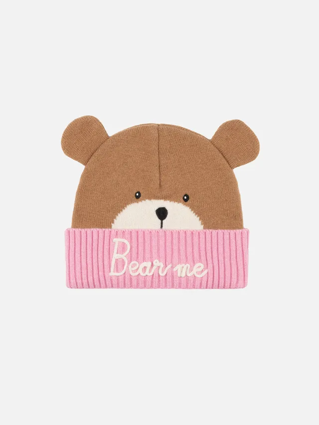 mc2-saint-barth-cappello-zaya-bambina-orso-rosa-e-marrone-jacquard image 1