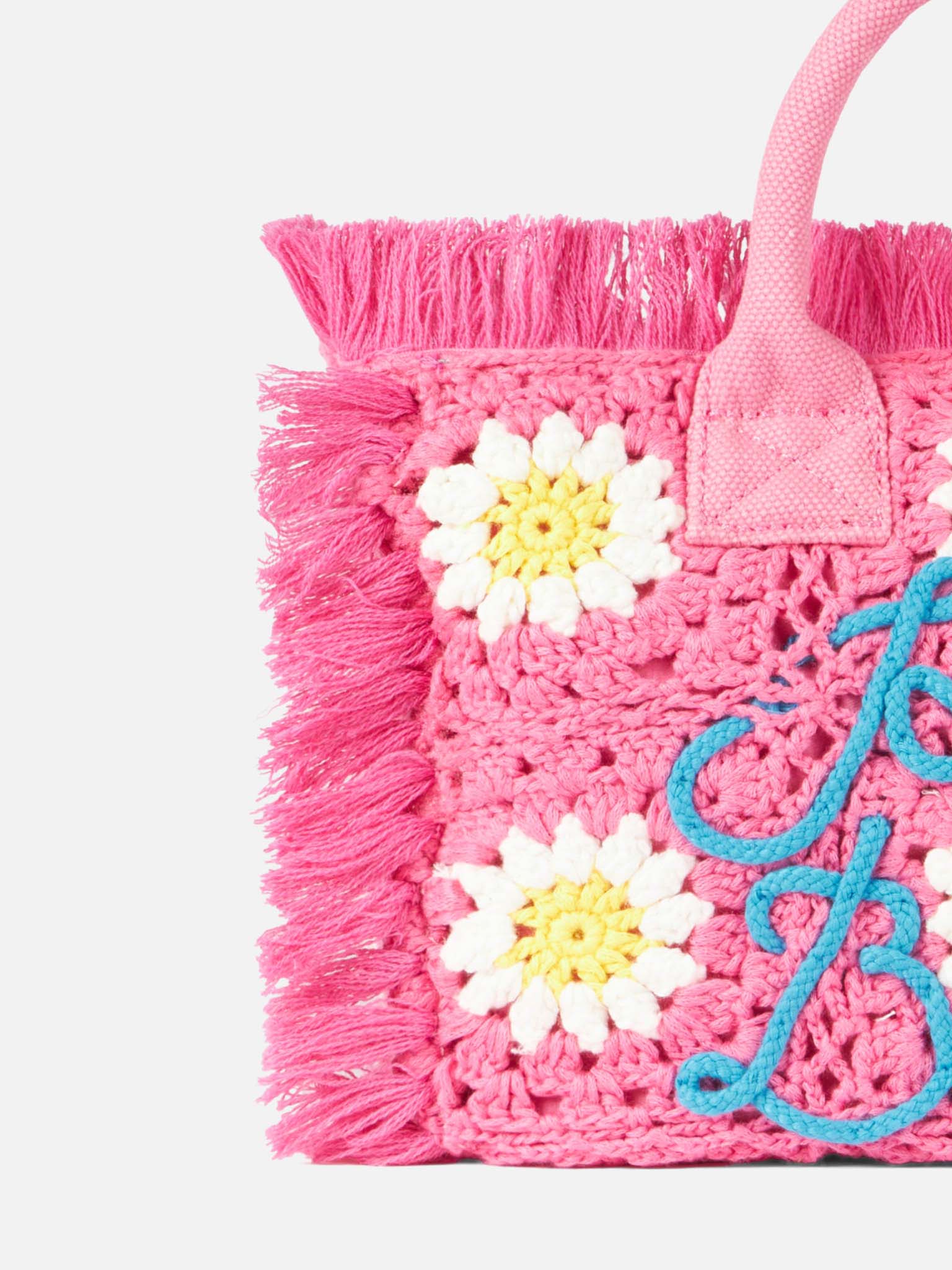 mc2-saint-barth-borsa-colette-rosa-con-patch-fiori-all-uncinetto-in-cotone image 2