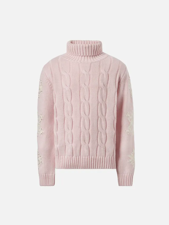 dolcevita-a-trecce-mc2-saint-barth-adler-jr-per-bambina-lana-e-cashmere-rosa-con image 1