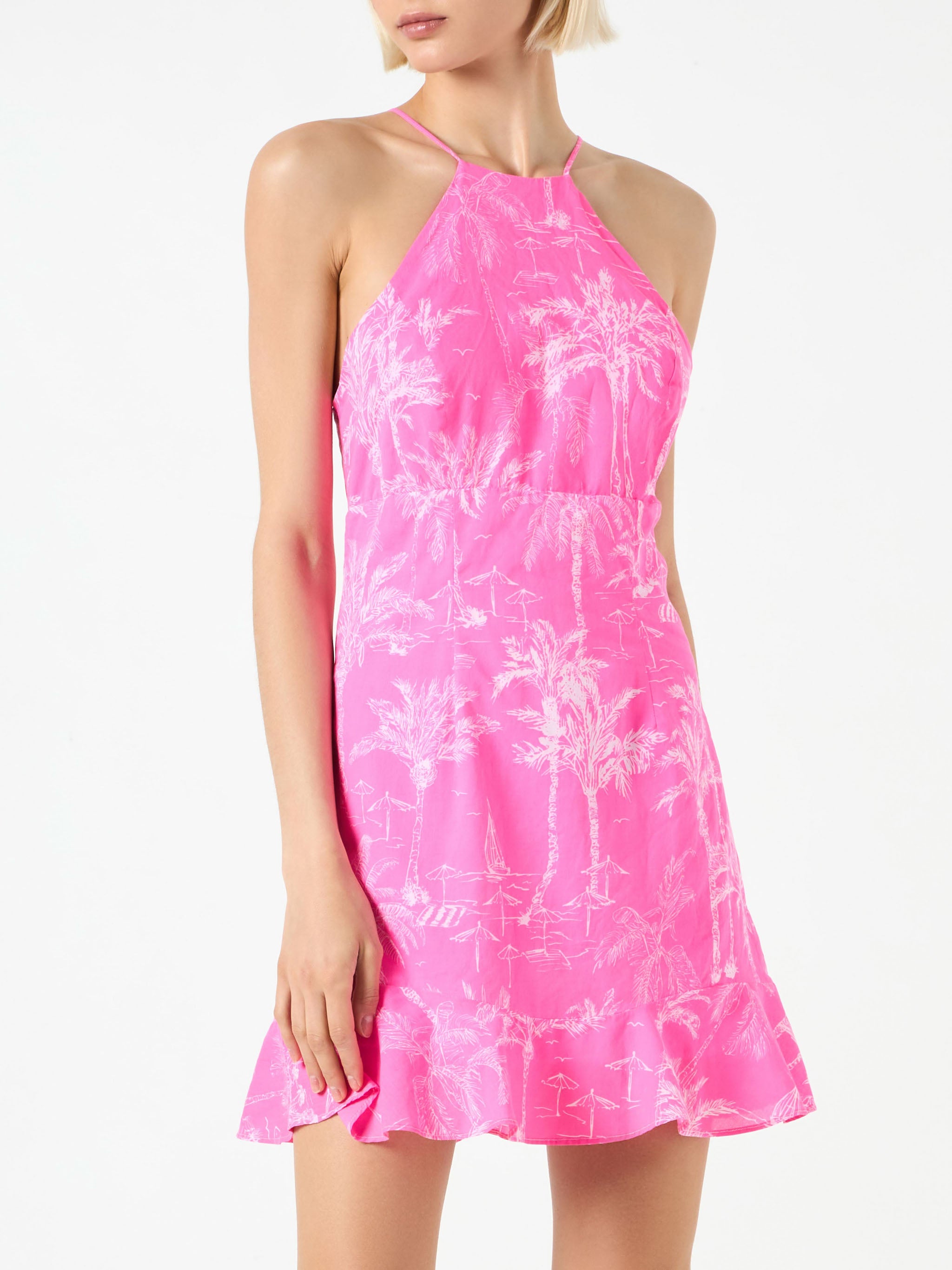 mc2-saint-barth-abito-sottoveste-raso-toile-de-jouy-rosa-fluo image 1
