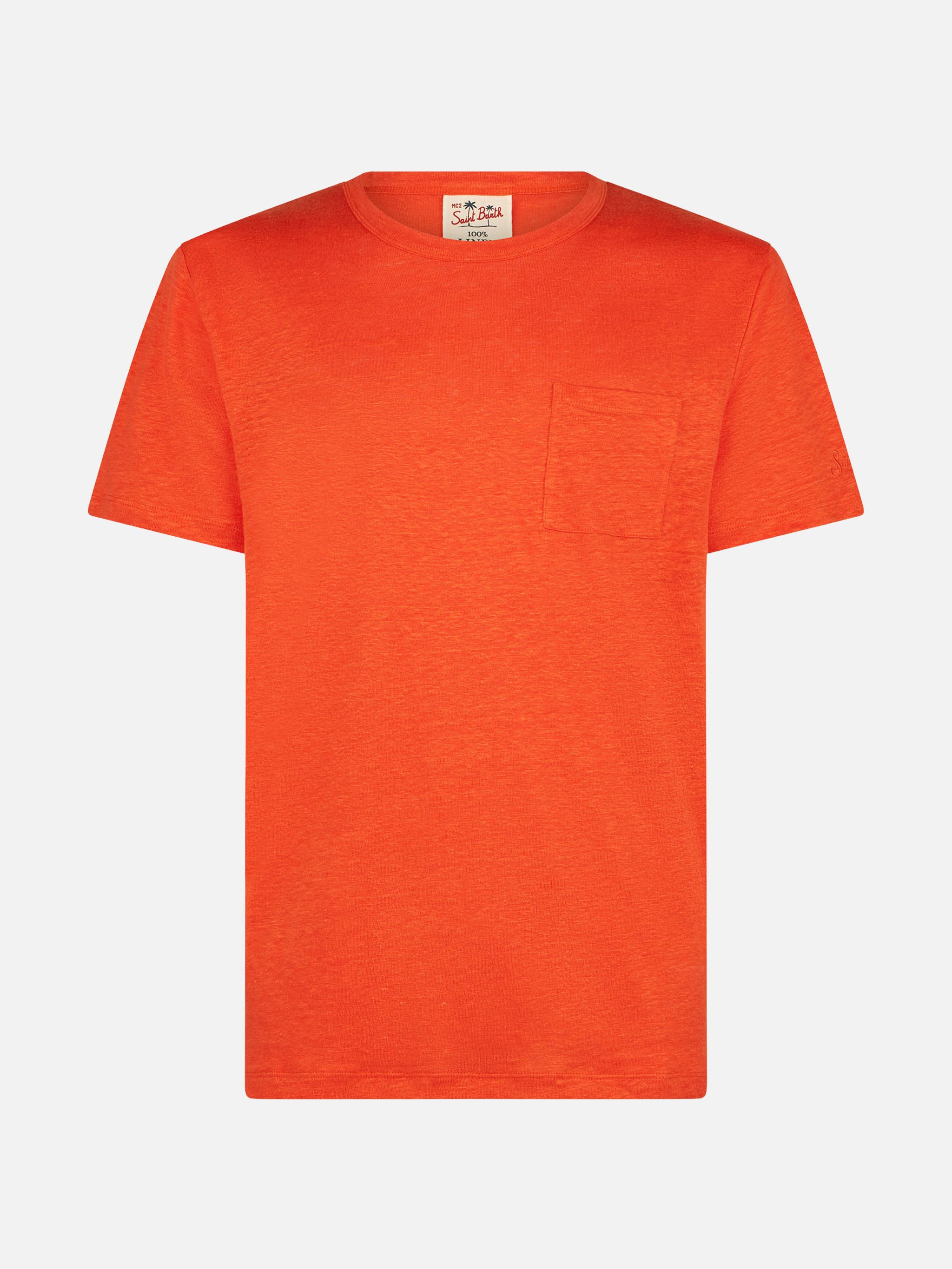 mc2-saint-barth-ecstasea-t-shirt-uomo-in-lino-arancione image 1