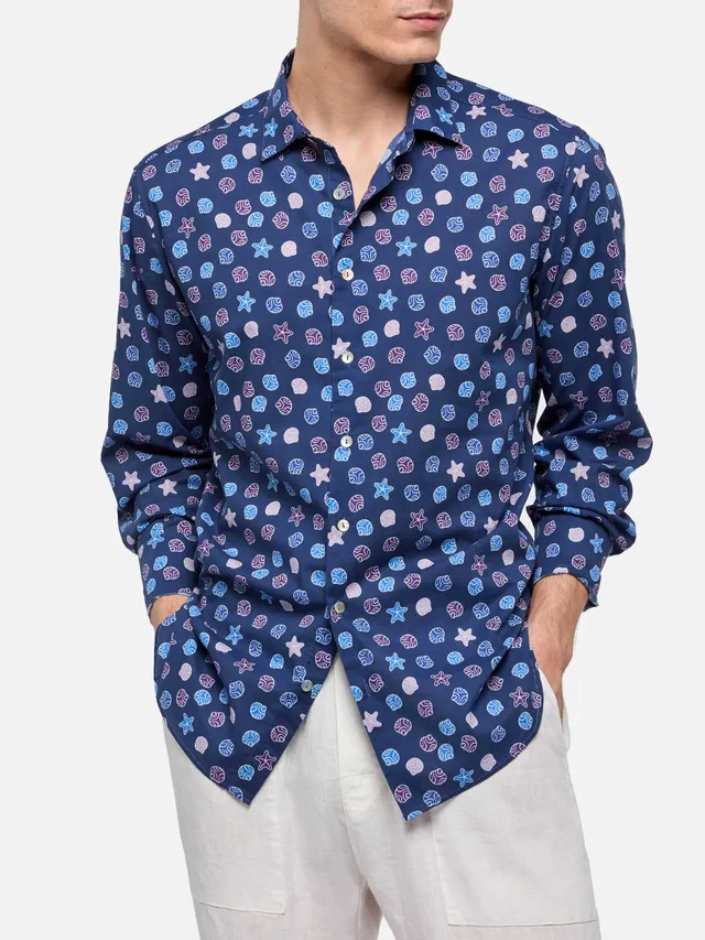 mc2-saint-barth-sikelia-camicia-uomo-blu-in-mussola-di-cotone-stampa-etnica image 1