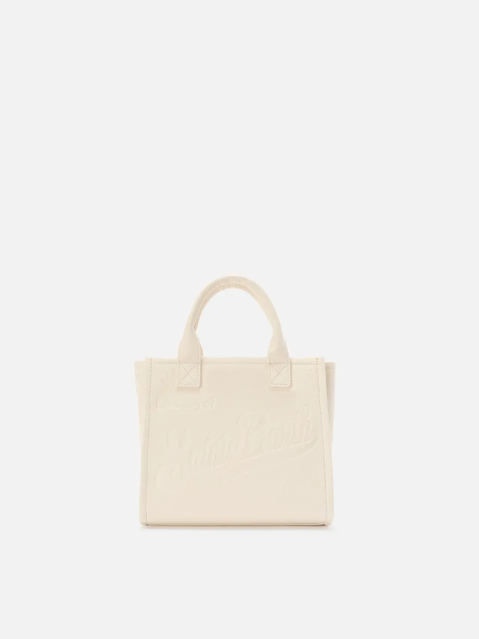 mc2-saint-barth-vanity-medium-borsa-a-mano-in-pelle-martellata-avorio image 1