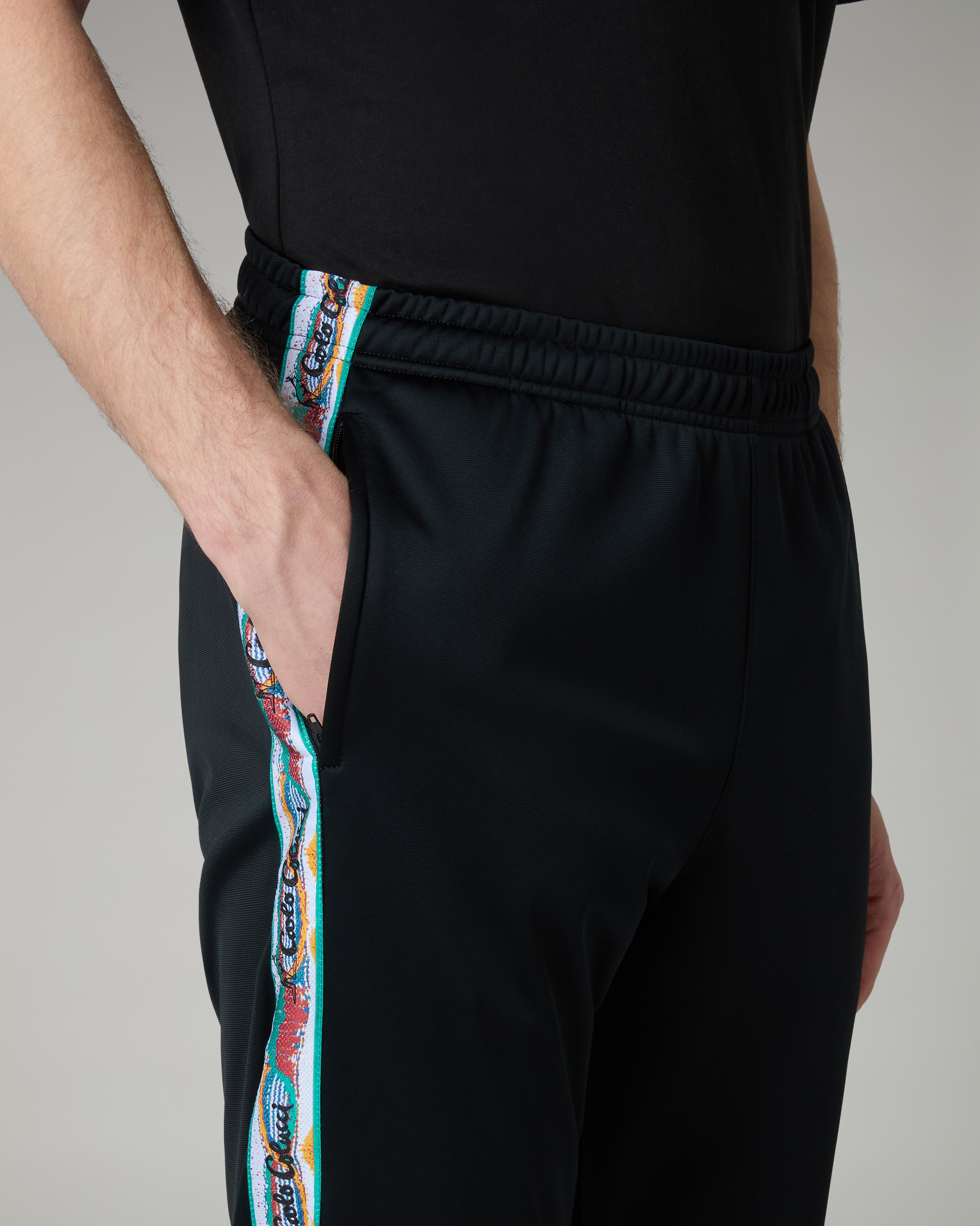 australian-color-tape-track-pant-pantalone-tuta-in-acetato-nero-slim image 5