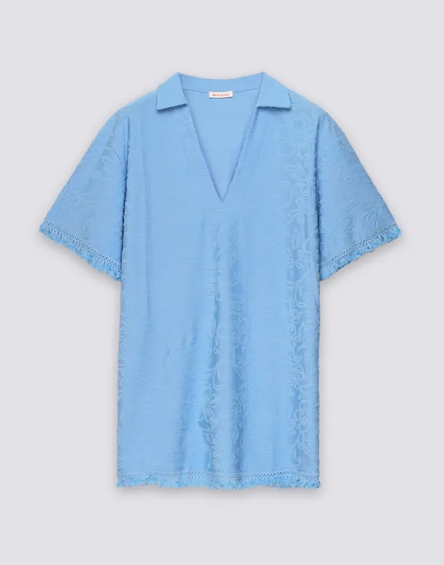 sundek-abito-corto-donna-polo-in-spugna-jacquard-con-frange-sk23-w623drte723 image 1