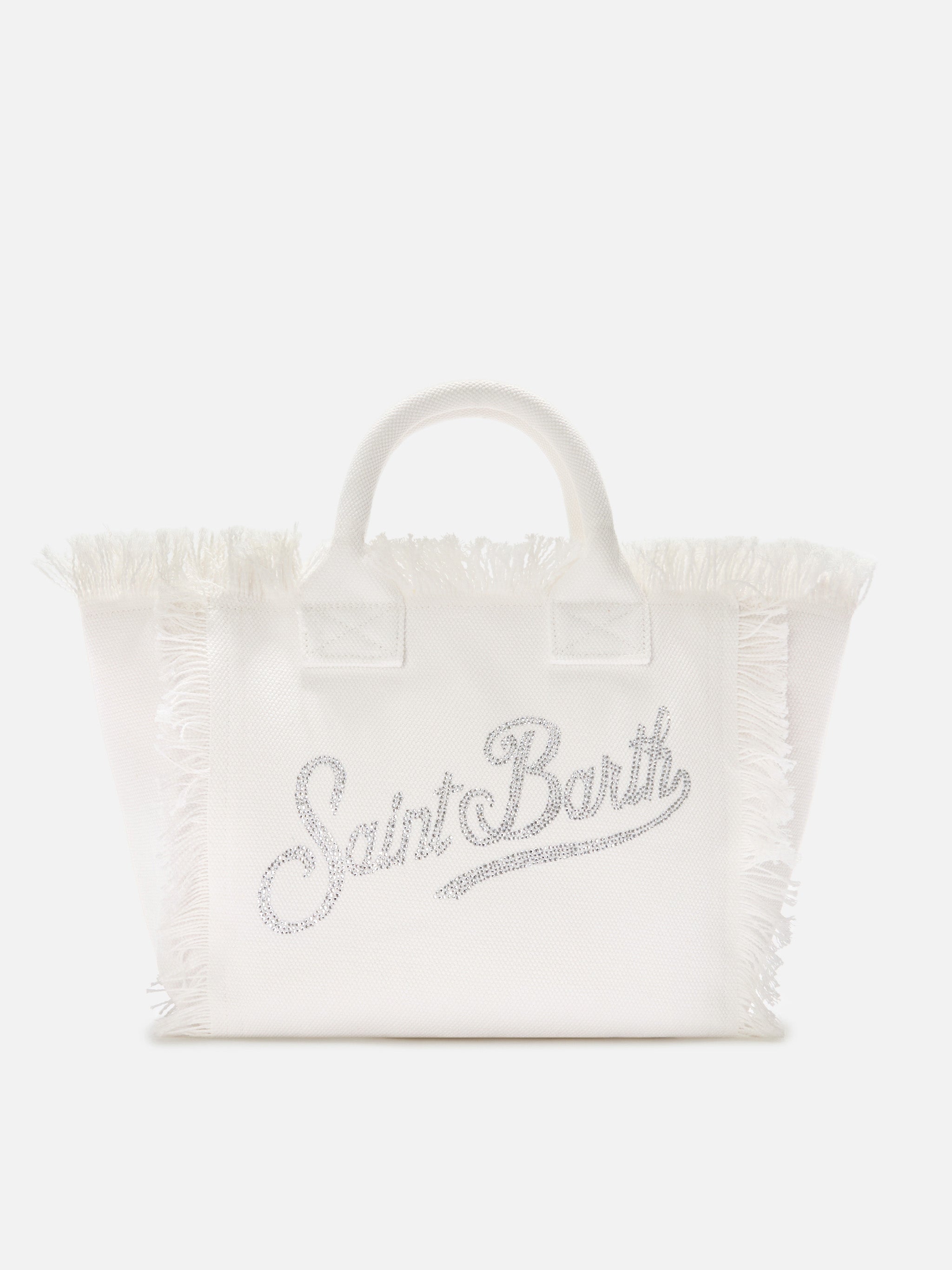 mc2-saint-barth-borsa-colette-in-canvas-bianco-con-logo-in-strass-frange-e-traco image 1