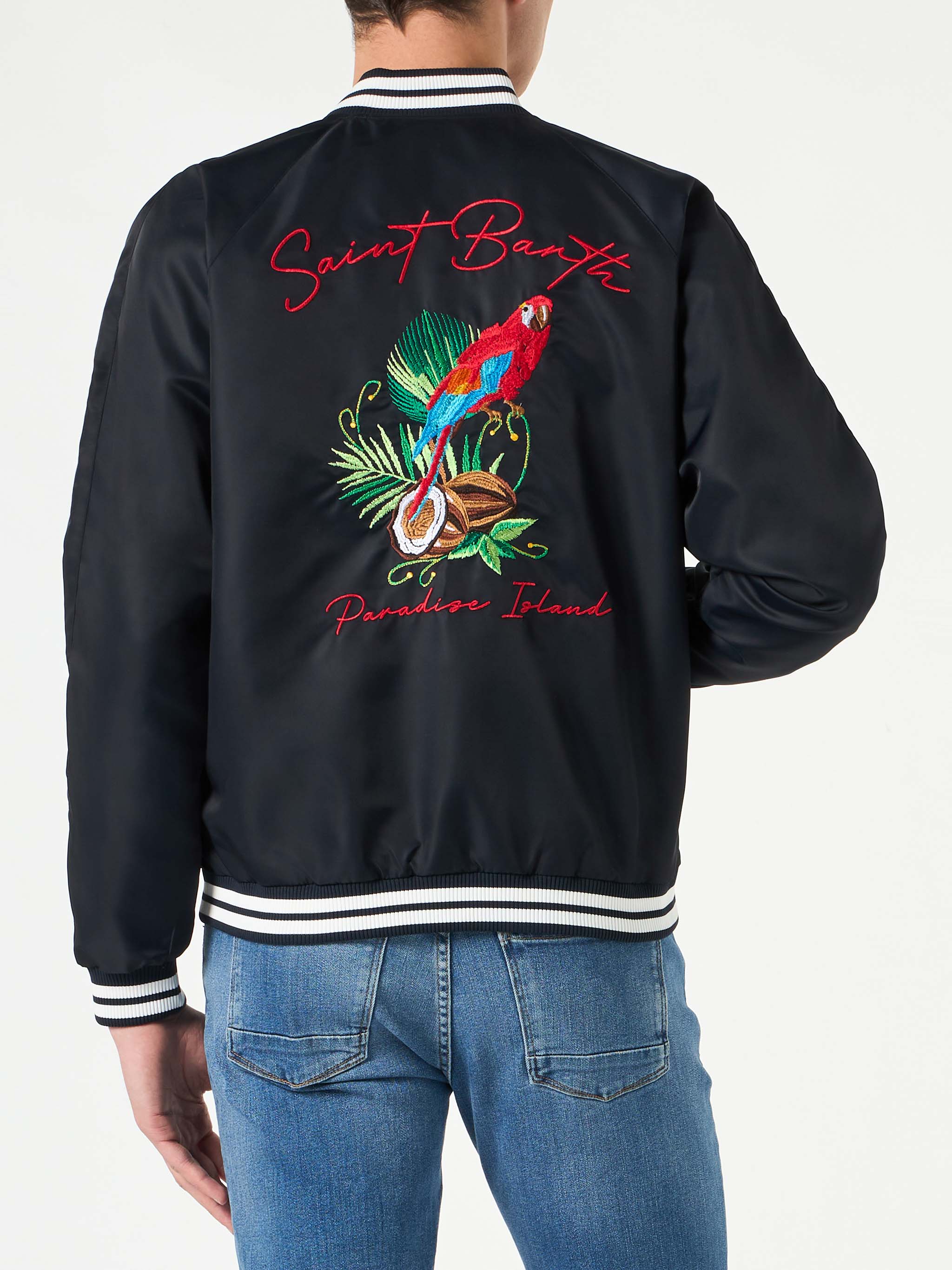 mc2-saint-barth-oakland-giacca-leggera-blu-navy-con-ricamo-pappagalli-uomo image 1