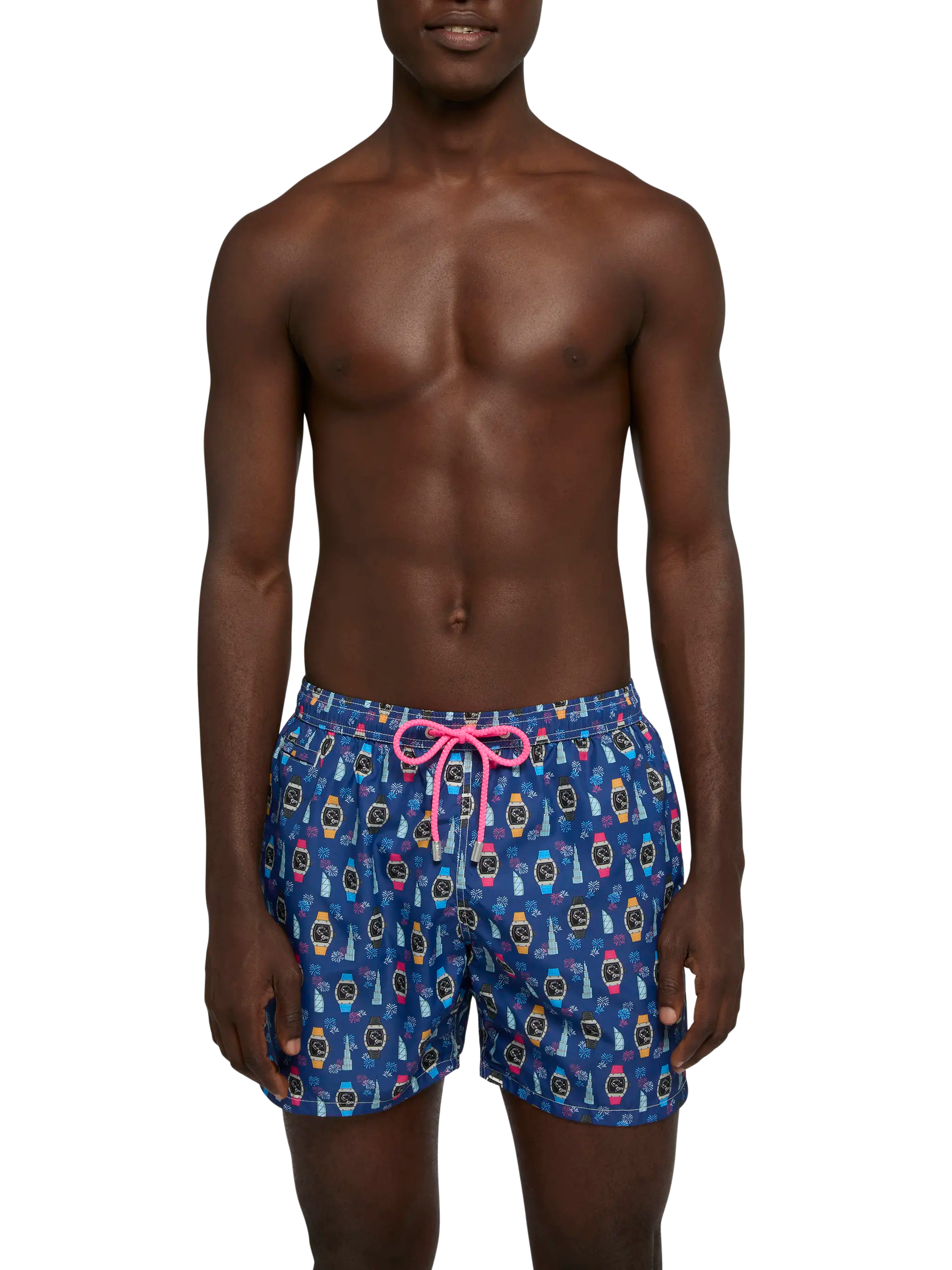 mc2-saint-barth-lighting-costume-mare-uomo-blu-navy-stampa-orologi image 3
