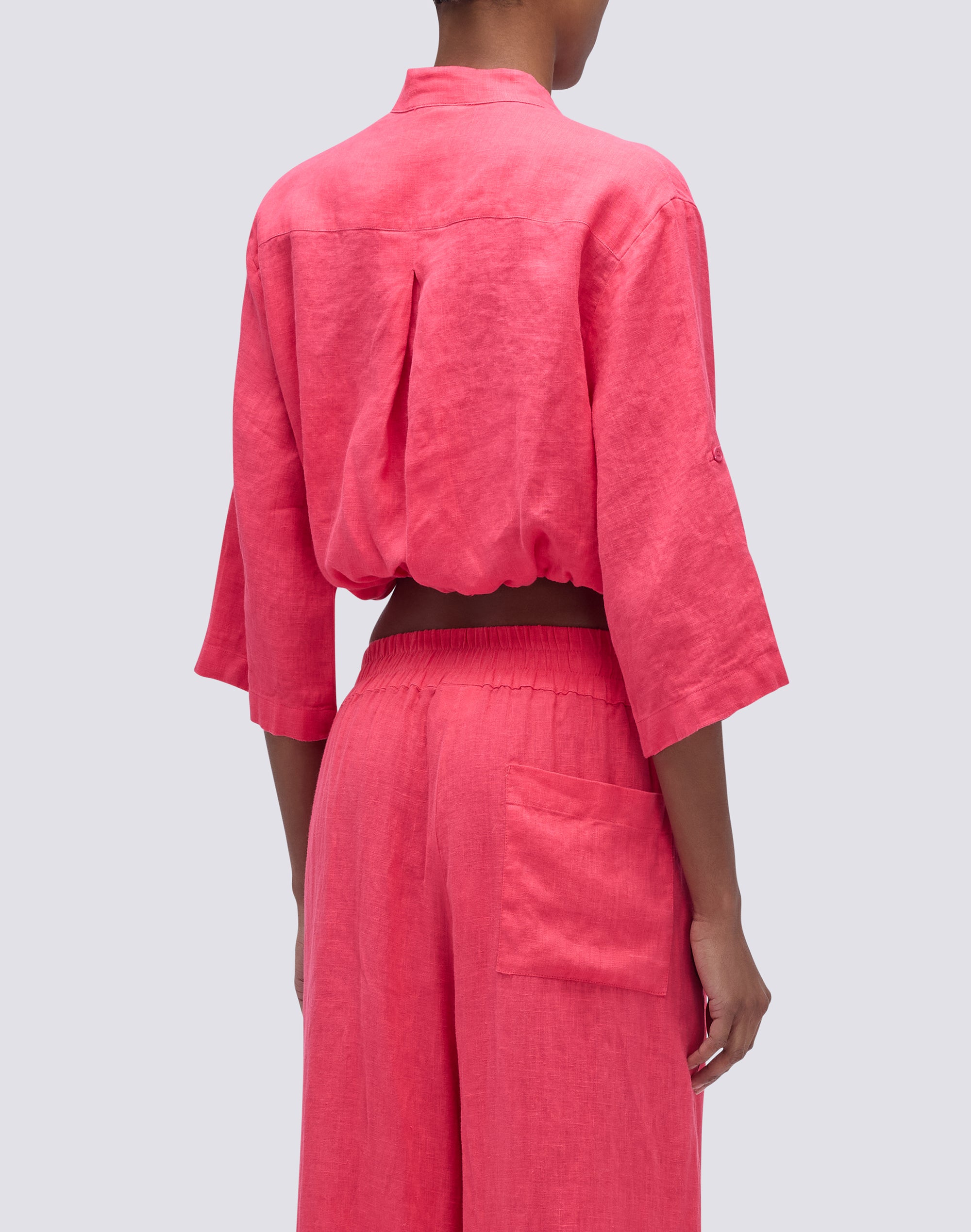 sundek-blusa-in-lino-cropped-con-nodo-e-collo-coreana image 3