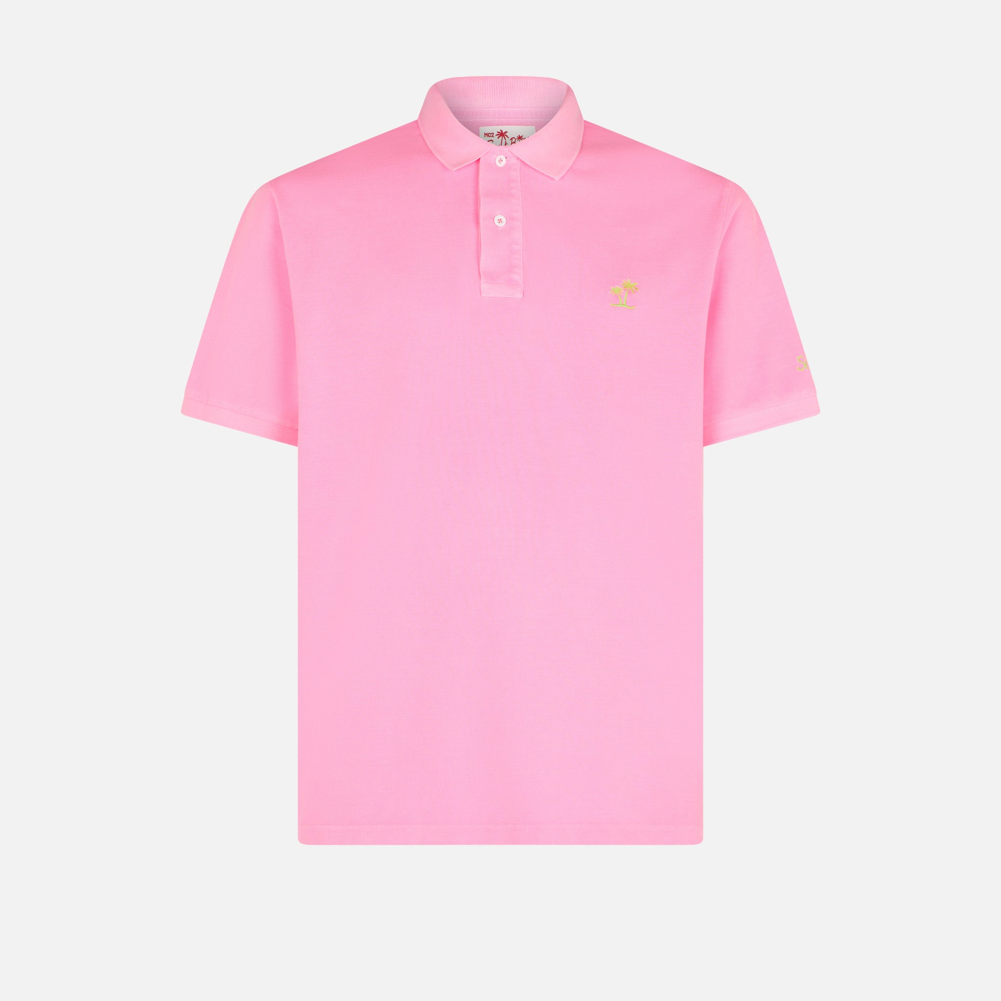 mc2-saint-barth-polo-in-piquet-di-cotone-rosa-effetto-vintage image 4