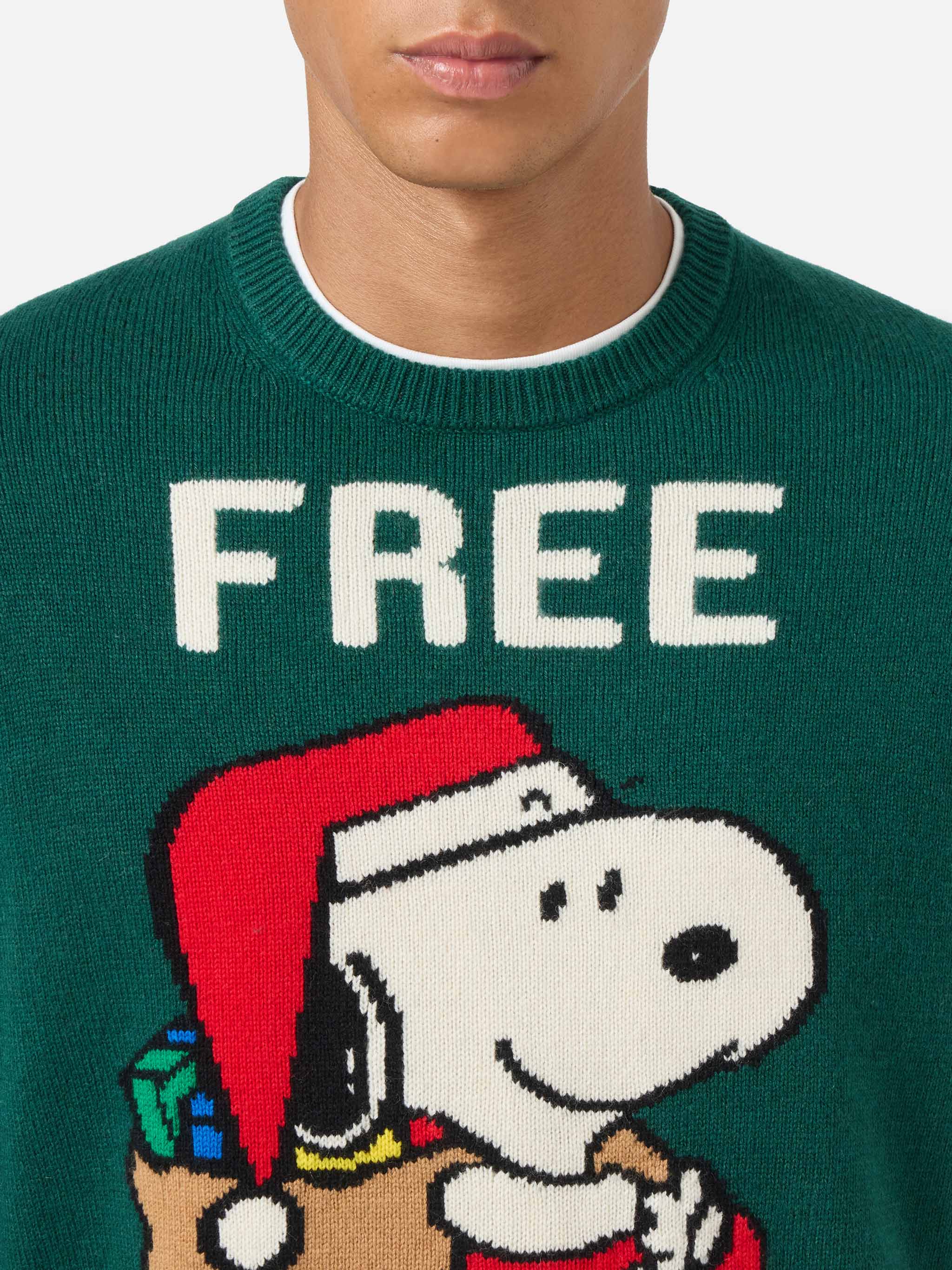 mc2-saint-barth-heron-maglione-verde-jacquard-snoopy-peanuts-special-edition image 2