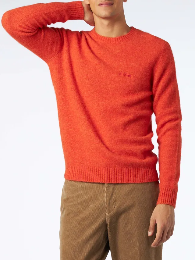 mc2-saint-barth-maglia-heron-uomo-arancione-lana-stretch-girocollo image 1