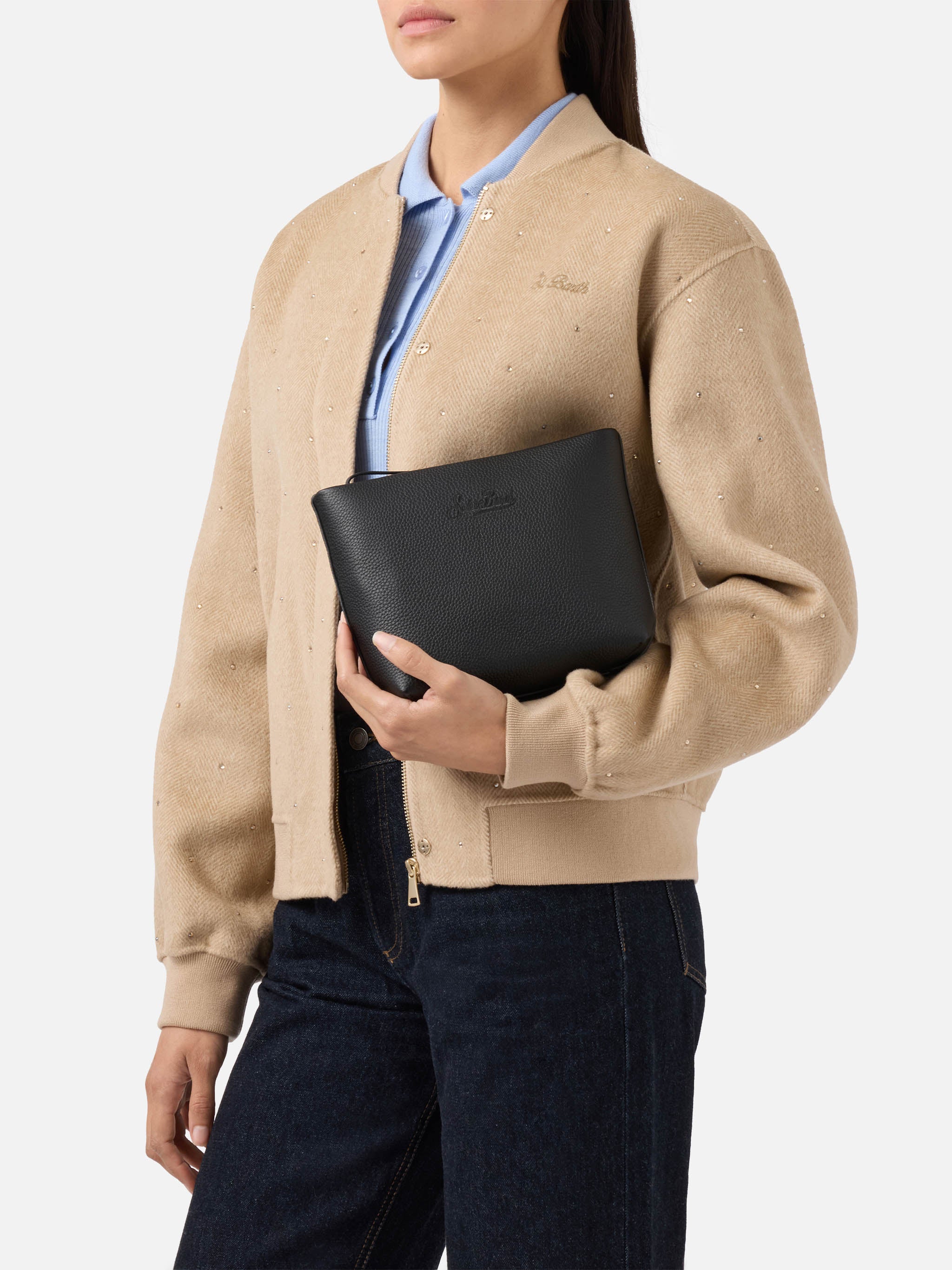 mc2-saint-barth-pochette-aline-pouch-in-pelle-nera-martellata-con-tasca-interna- image 2