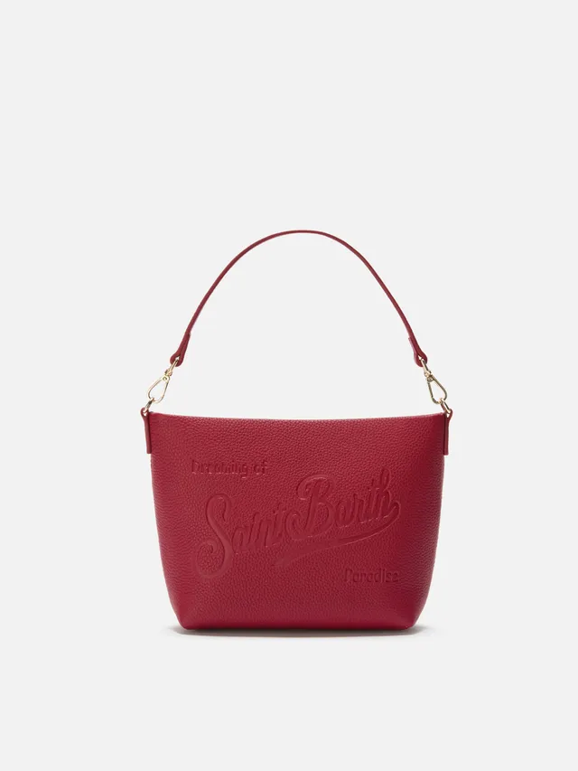 mc2-saint-barth-aline-bag-borsa-a-spalla-in-pelle-martellata-bordeaux image 1