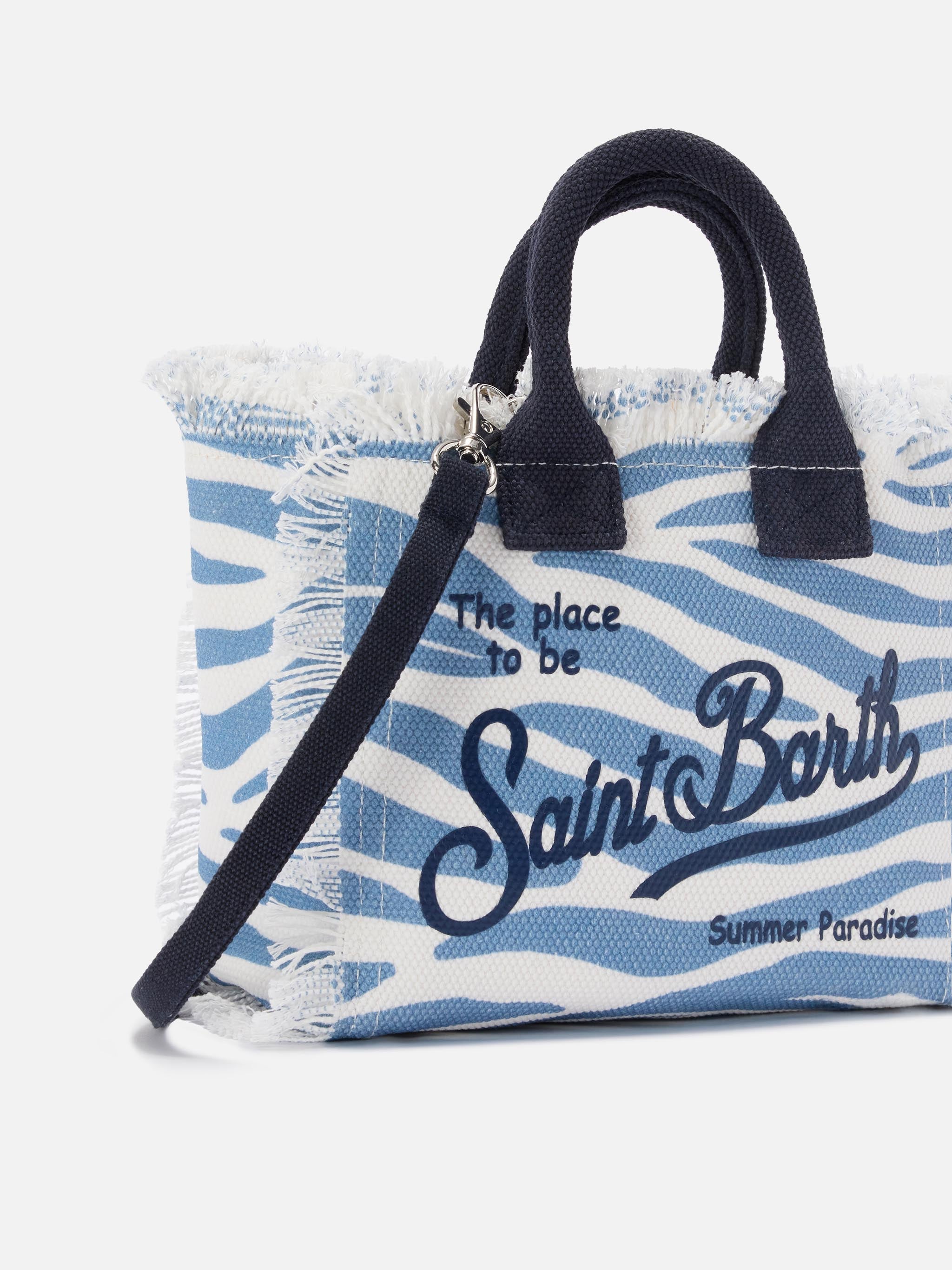 mc2-saint-barth-vanity-mini-borsa-canvas-blu-stampa-zebrata-con-frange image 3