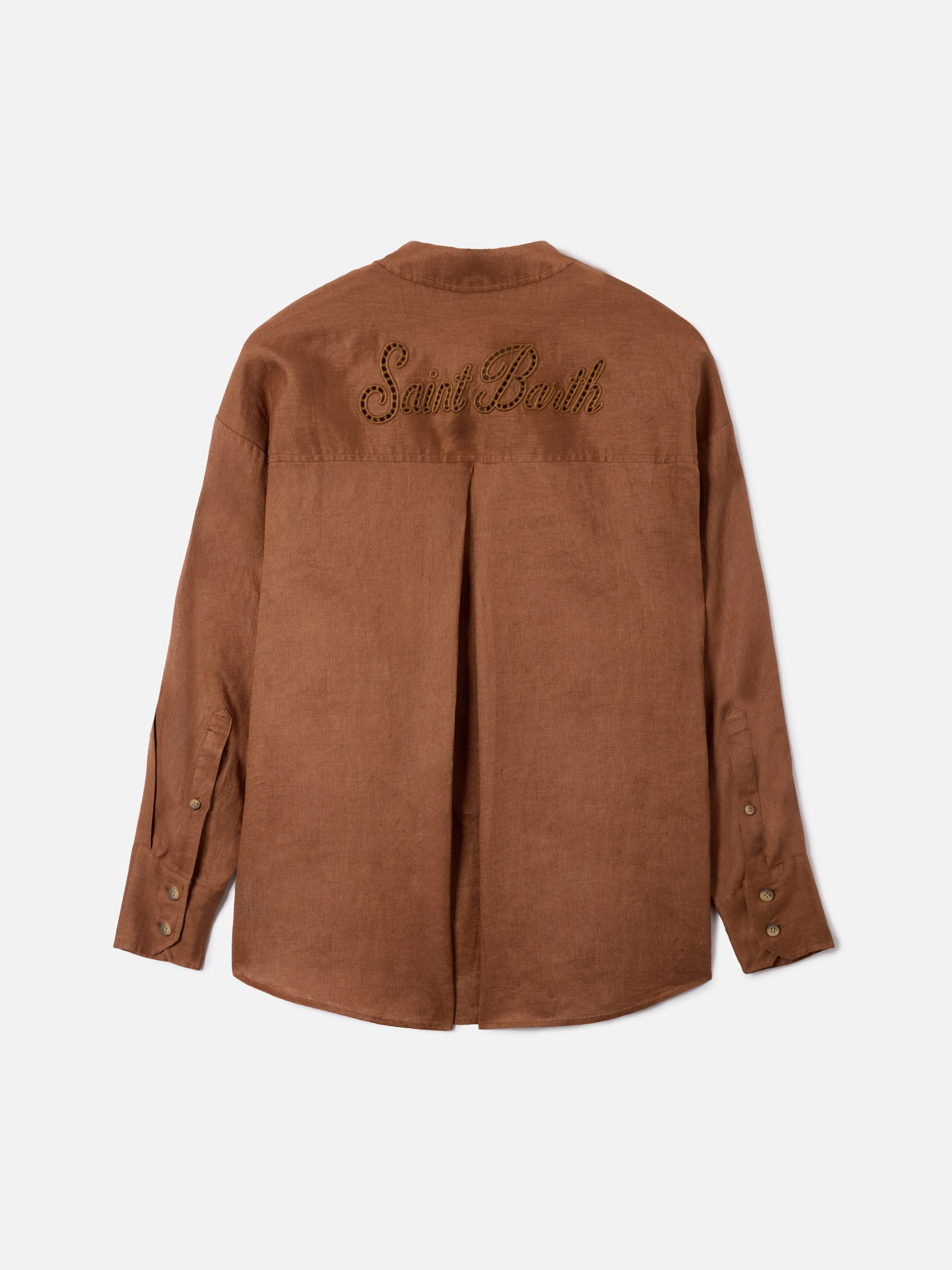 camicia-donna-mc2-saint-barth-cristal-in-lino-marrone-con-ricamo-saint-barth-tra image 6