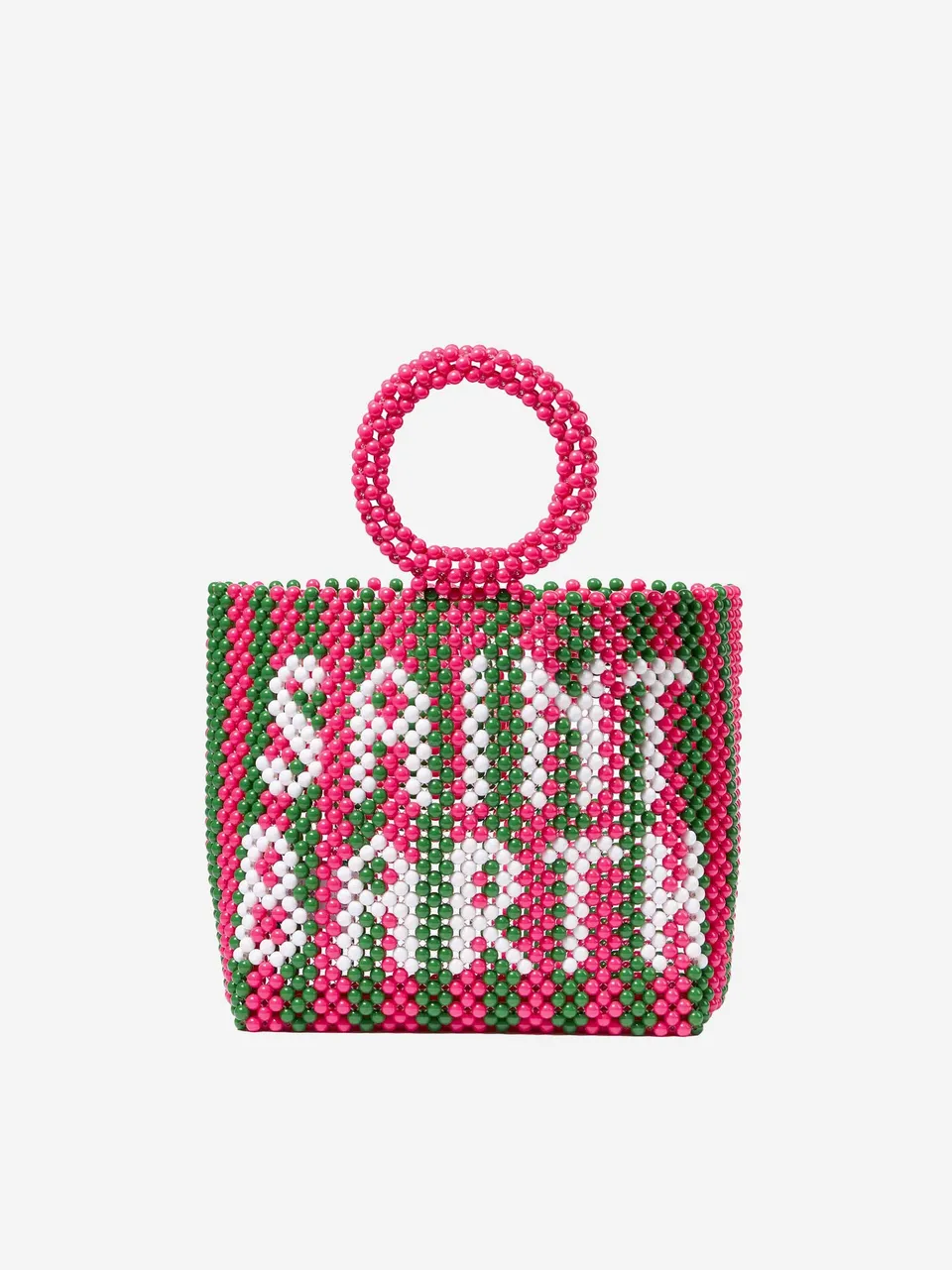 mc2-saint-barth-beaded-big-bag-borsa-con-perline-donna-a-righe-rosa-e-verdi image 1