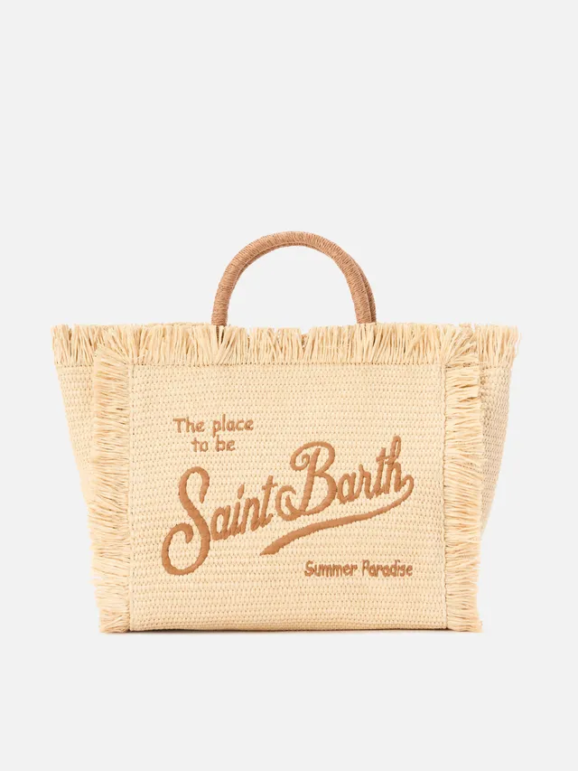 mc2-saint-barth-borsa-colette-effetto-paglia-con-logo-ricamato-zip-e-tasca-inter image 1