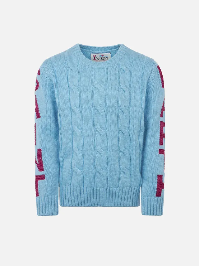 mc2-saint-barth-maglia-bambina-girocollo-azzurro-lurex-misto-lana-cashmere image 1