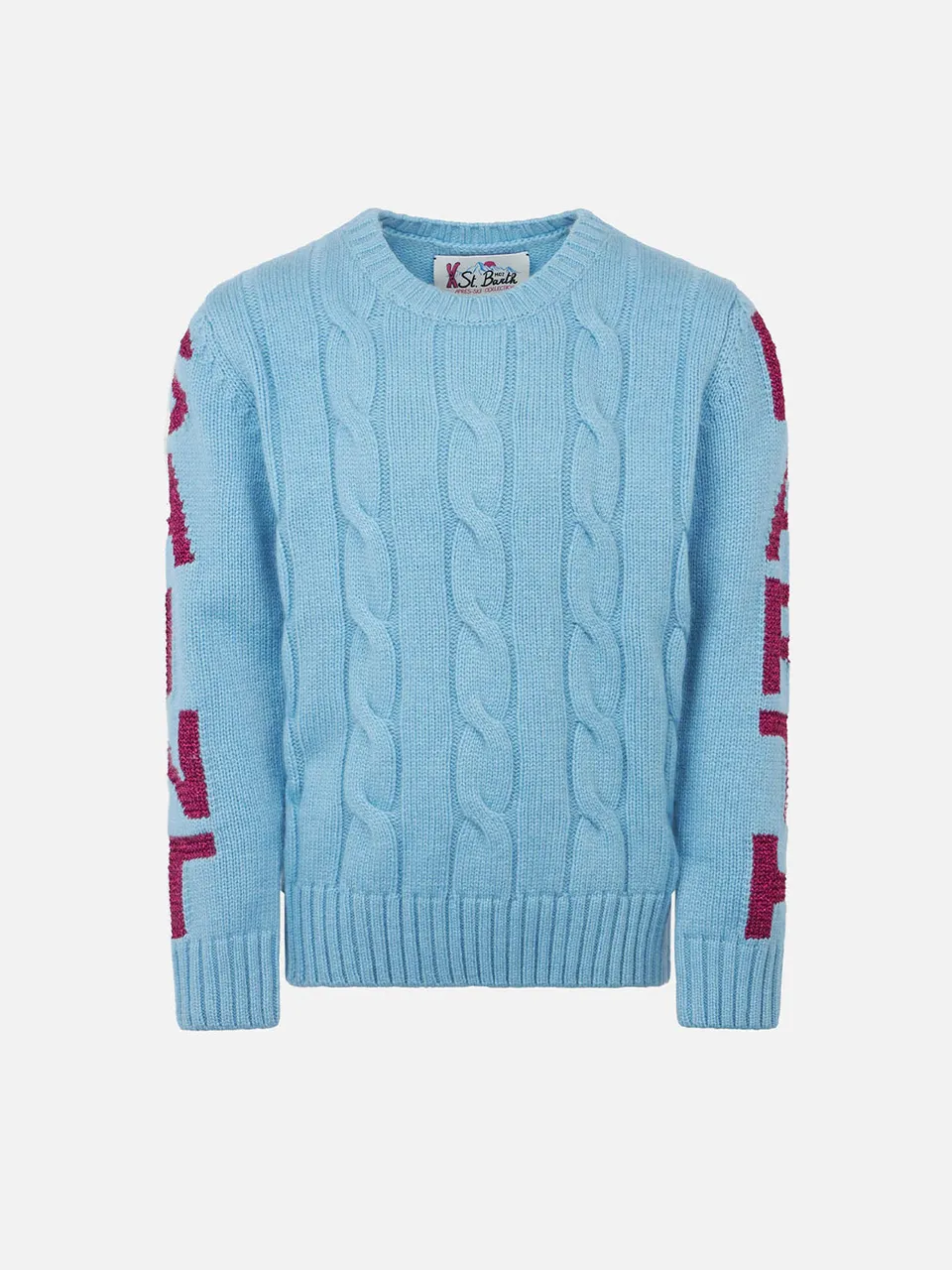 mc2-saint-barth-maglia-bambina-girocollo-azzurro-lurex-misto-lana-cashmere image 1