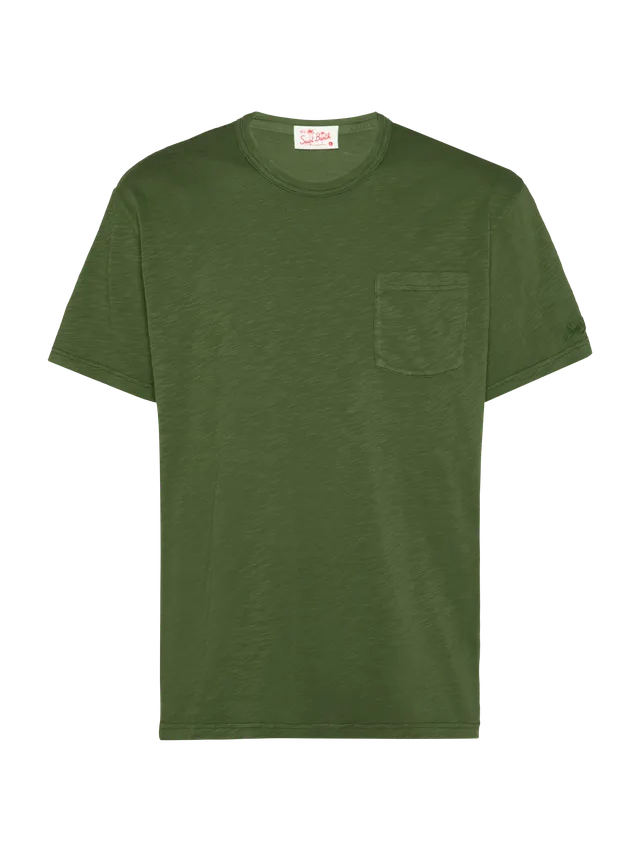 mc2-saint-barth-t-shirt-president-uomo-in-cotone-fiammato-verde-militare-tinta-u image 1