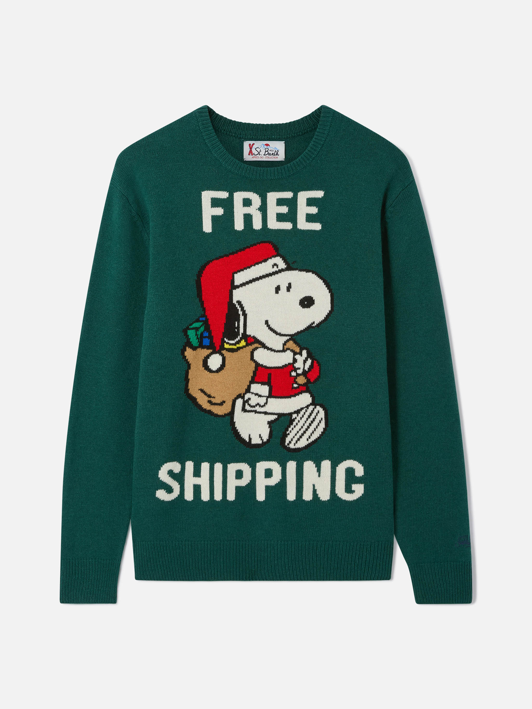 mc2-saint-barth-heron-maglione-verde-jacquard-snoopy-peanuts-special-edition image 5