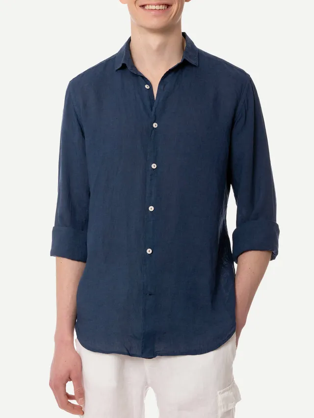 mc2-saint-barth-camicia-pamplona-uomo-lino-blu-navy-manica-lunga image 1