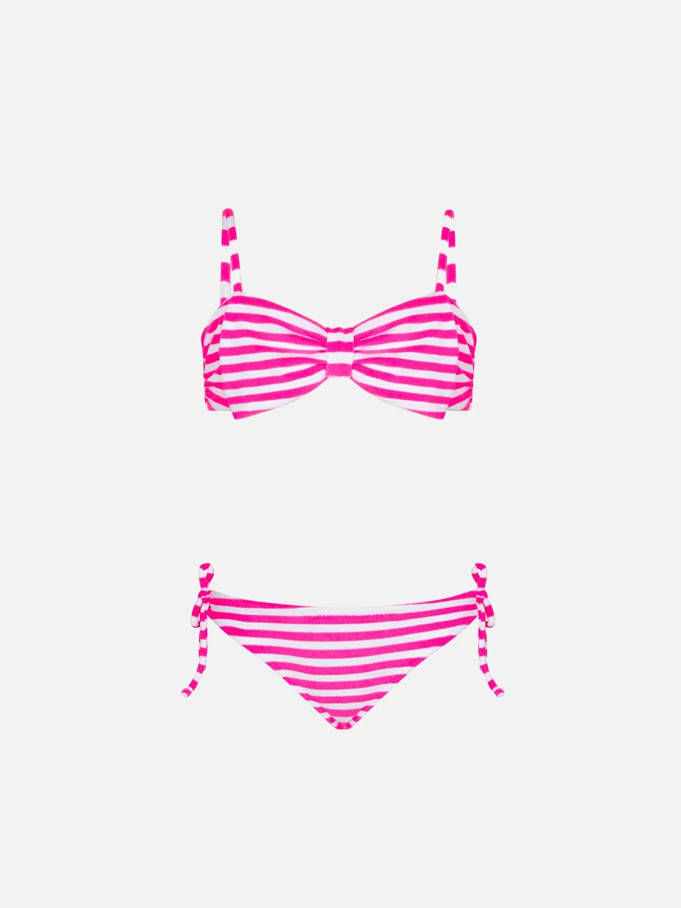 mc2-saint-barth-bikini-da-bambina-a-bralette-in-spugna-a-righe-bianche-e-fucsia image 1