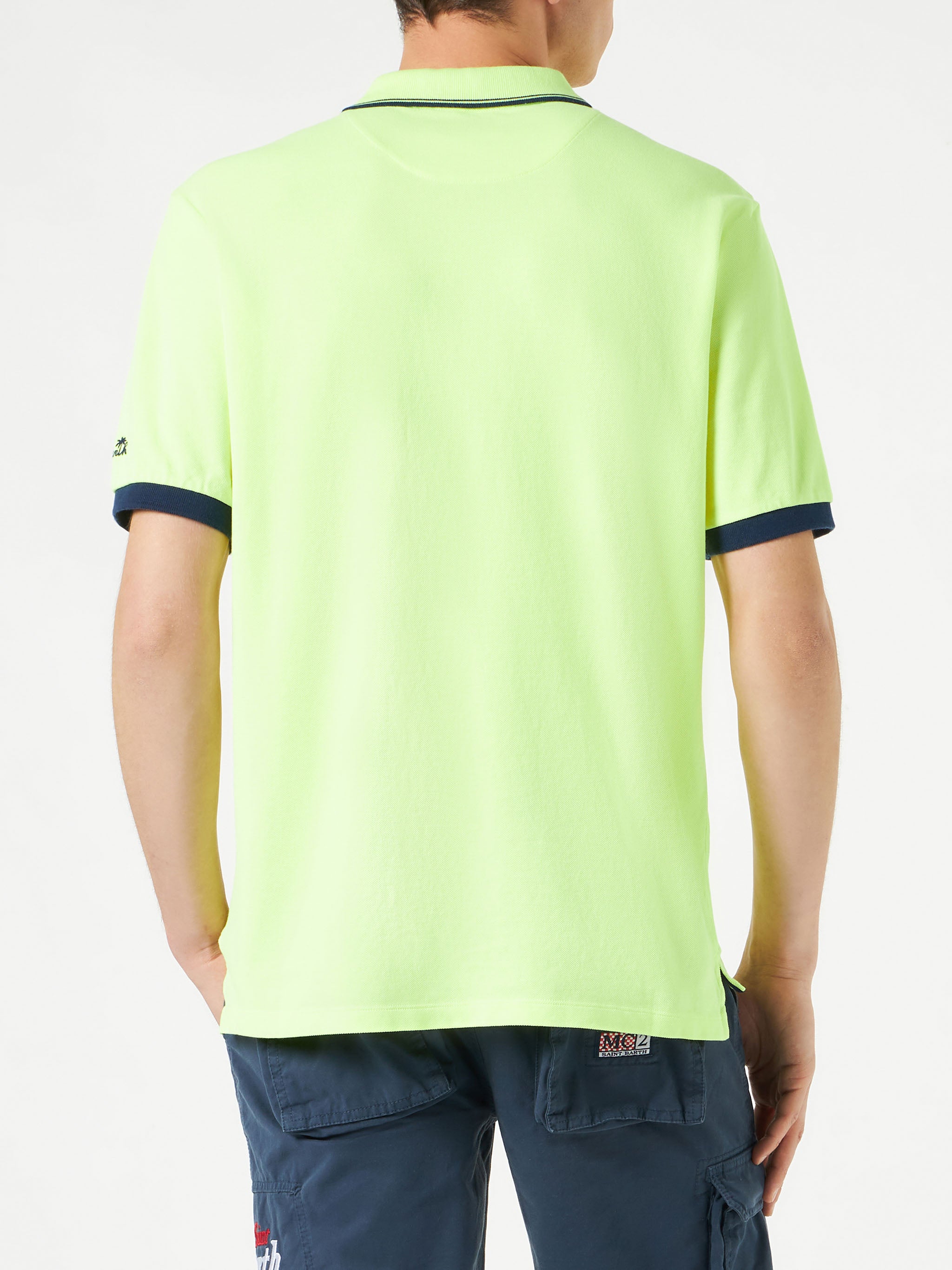mc2-saint-barth-polo-uomo-in-piquet-giallo-fluo-con-logo image 3