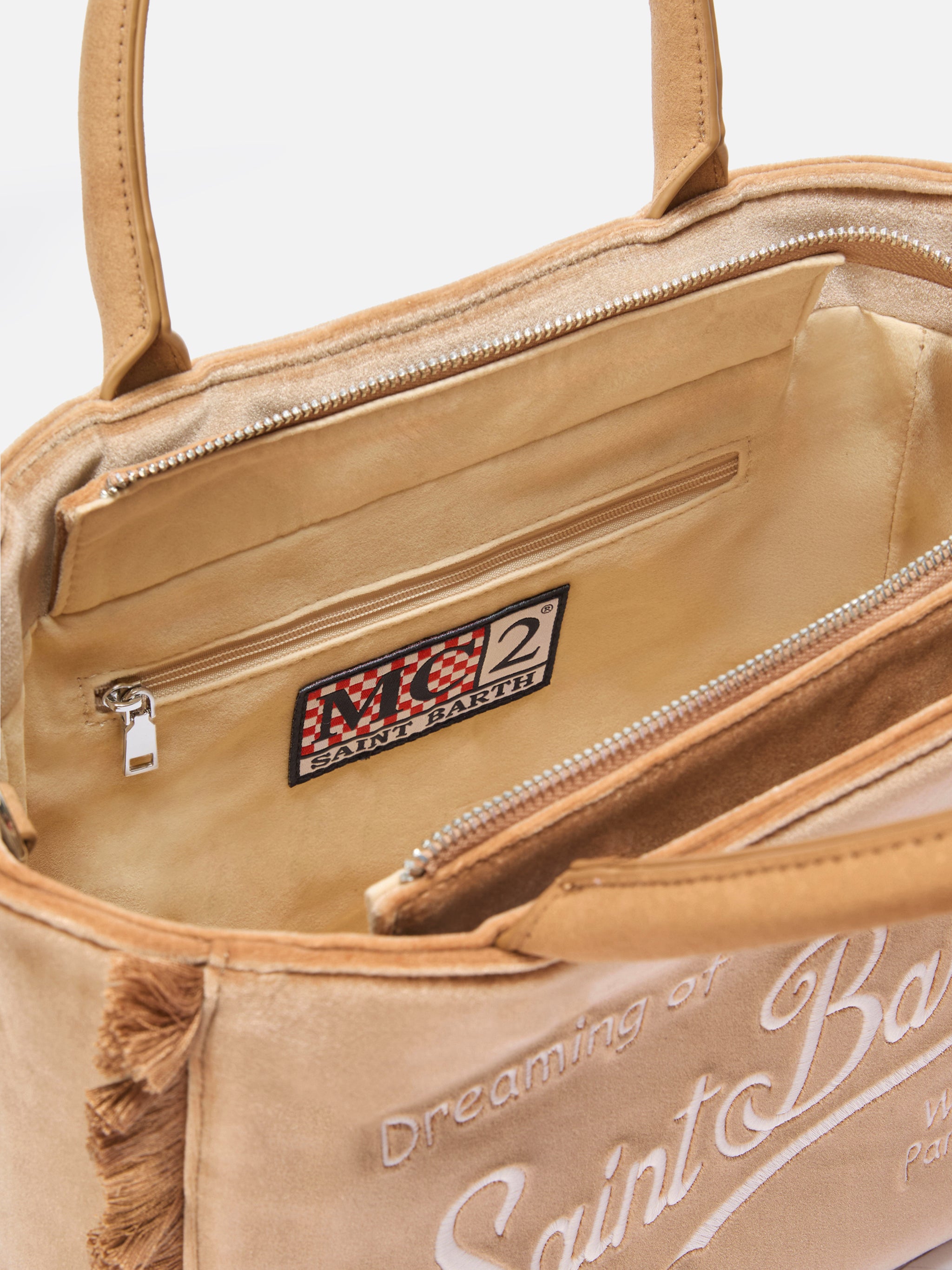 mc2-saint-barth-colette-velvet-borsa-a-mano-beige-in-velluto image 5