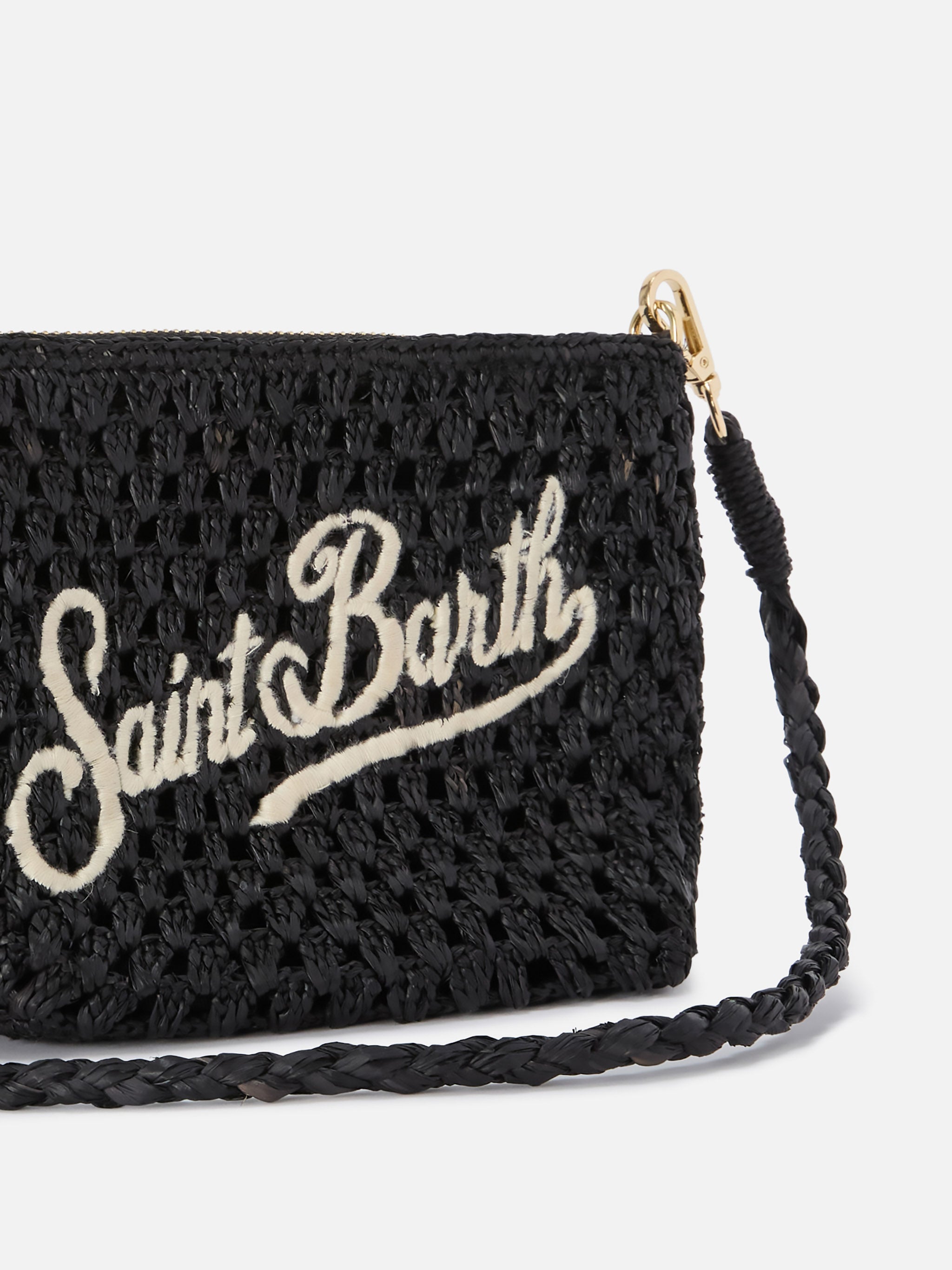 pouch-mc2-saint-barth-in-rafia-intrecciata-nera-con-logo-ricamato image 3